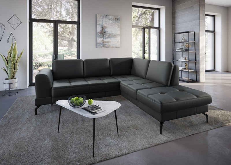 sit&more Ecksofa Bendigo, inklusive Sitztiefenverstellung, Bodenfreiheit 15 cm, in 2 Fußfarben