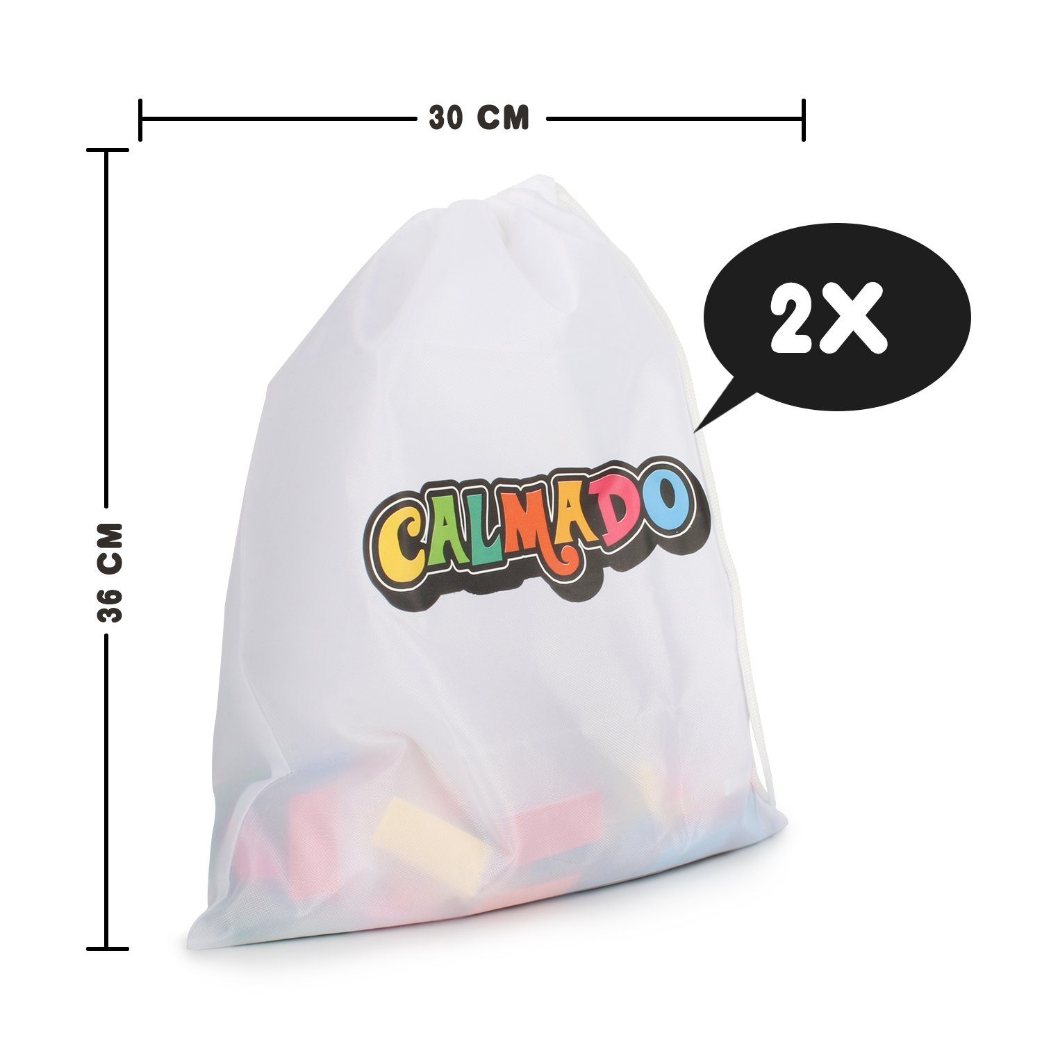 Calmado Spielesammlung Domino Steine Spiel aus Holz Dominosteine im Set + Tasche + Anleitung