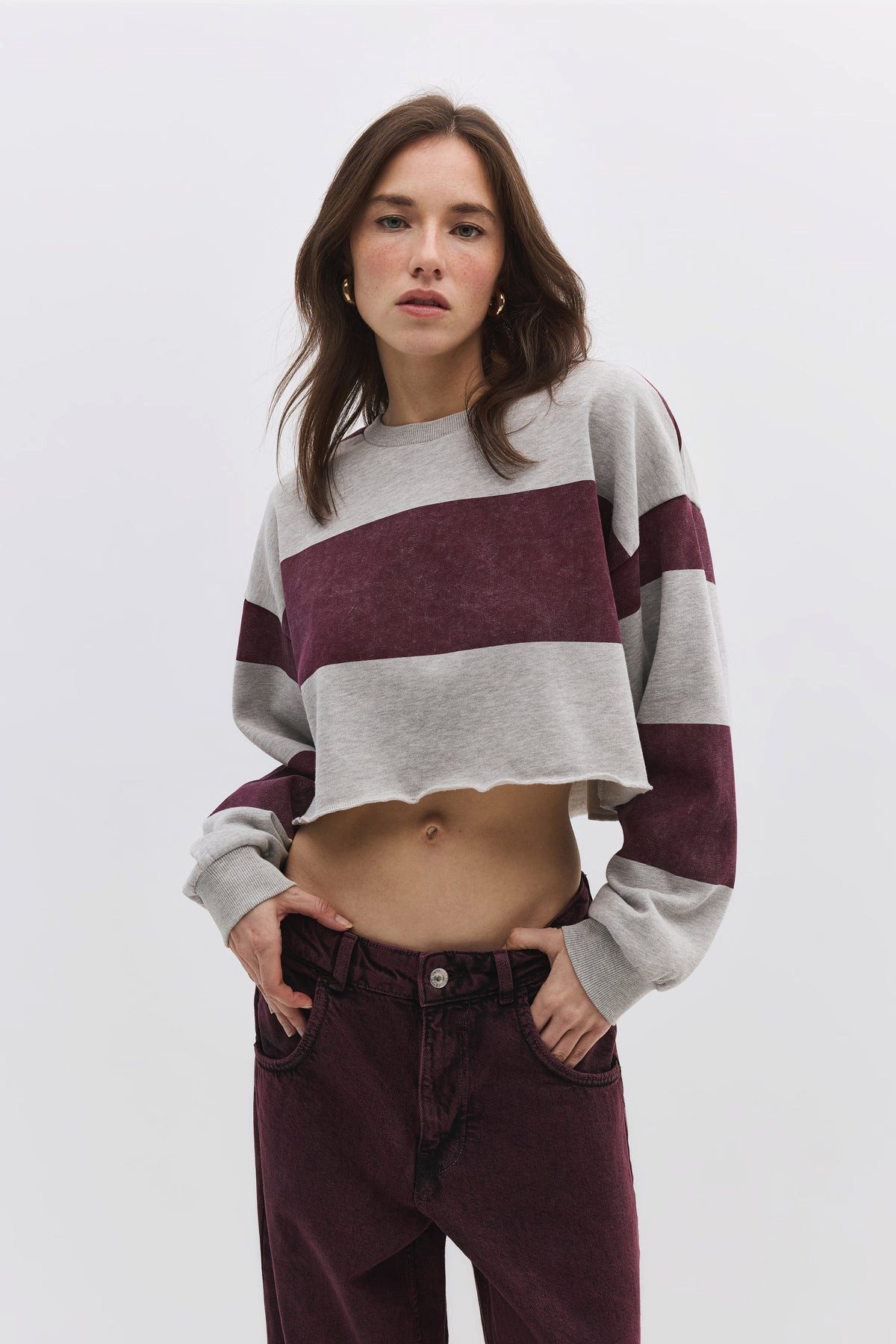 No Matter What Kapuzenpullover Gestreiftes Crop-Sweatshirt günstig online kaufen