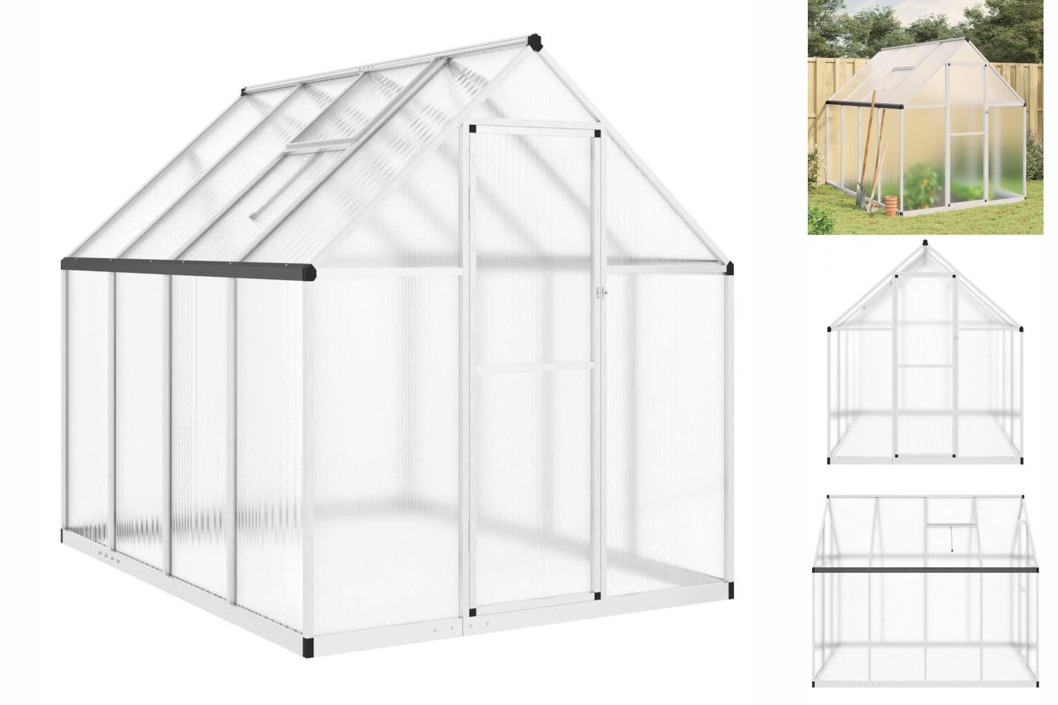 vidaXL Gewächshaus Gewächshaus mit Fundamentrahmen Silber 224x169x195cm Aluminimum silberfarben | Rabatt: 24%