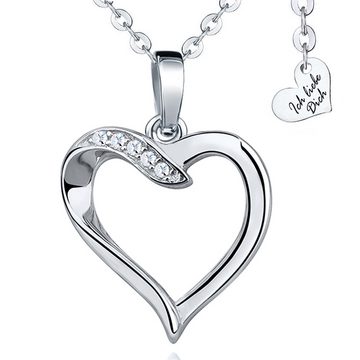 Limana Herzkette Silber 925 Halskette für Damen Herz-Anhänger Damenkette Ich liebe Dich (Weihnachten Geburtstag Jahrestag, Geschenkset), Geschenke für Frauen Freundin Mama Weihnachten Weihnachtsgeschenk