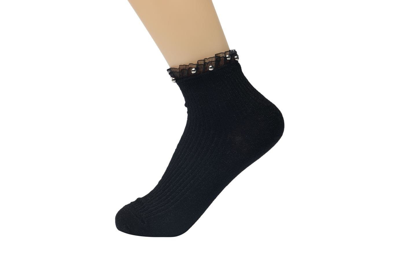 Socken 3 Glitzer Socken) 36/41 für 1 aus Baumwollsocken Lycille bestehend Paar Modell mit (Paar, zwei Paar schwarz 1 Frauen eleganter