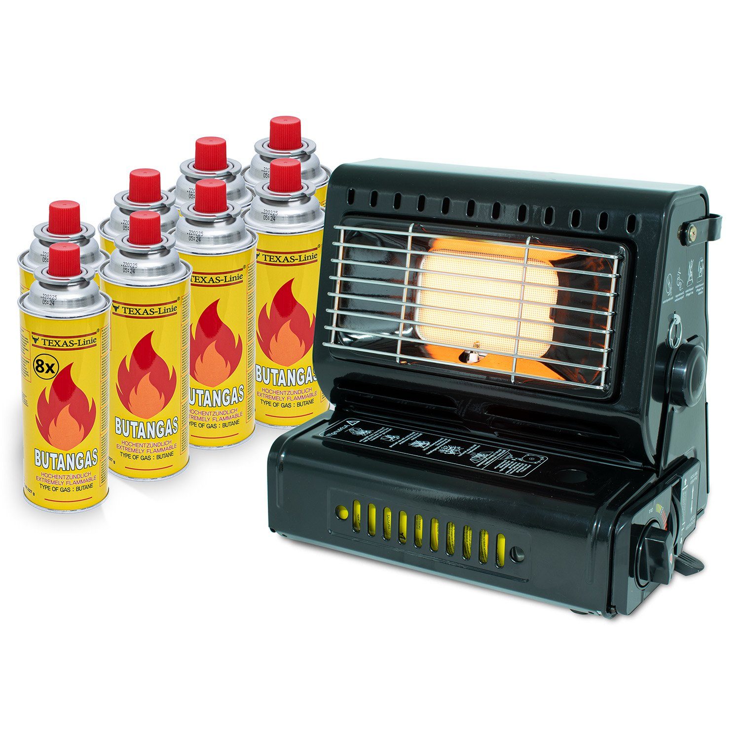 Sparsando Heizgerät Heizstrahler Tragbare Gasheizung, Gasheizung für Outdoor Gasheizer, Gasheizung Camping,Heizung Ohne Strom,Gasheizstrahler mit 8 Kartuschen