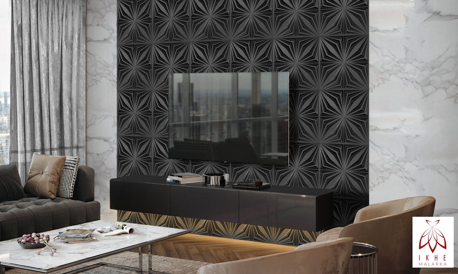 IKHEMalarka 3D Wandpaneel 3D Paneele PVC Kunststoffpaneele, BxL: 50,00x50,0 günstig online kaufen