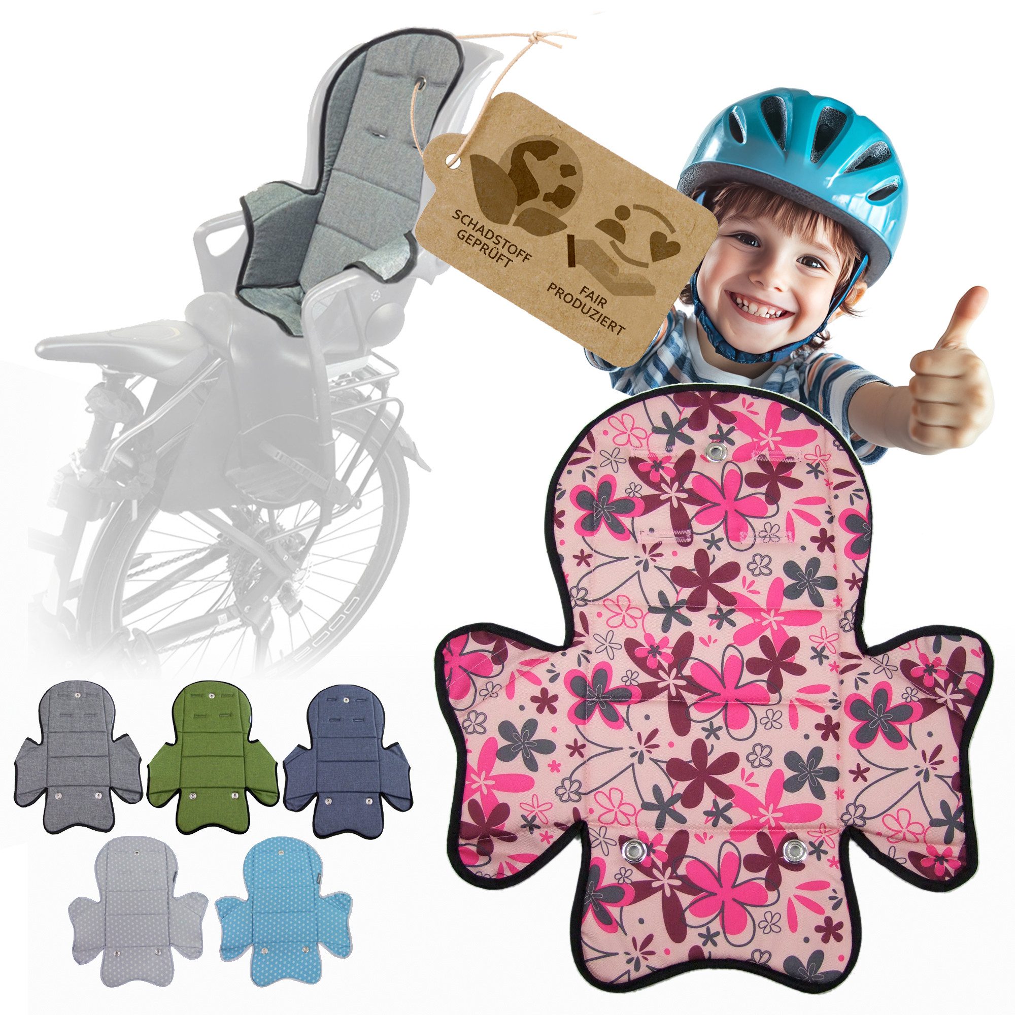 BambiniWelt by Rafael K. Fahrradkindersitz Ersatzbezug Sitzkissen für Fahrradsitz kompatibel mit Römer Jockey M5, ab: 9 Monate, bis: 5 Jahre