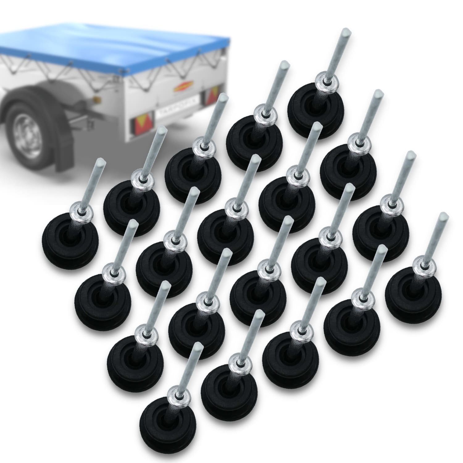 Tarpofix® Schutzplane Anhänger Rundknöpfe aus Kunststoff (20-St), Befestigungshaken für Anhängerplanen - Netzhaken für Anhängernetze - runde Planenhaken zur Planenbefestigung