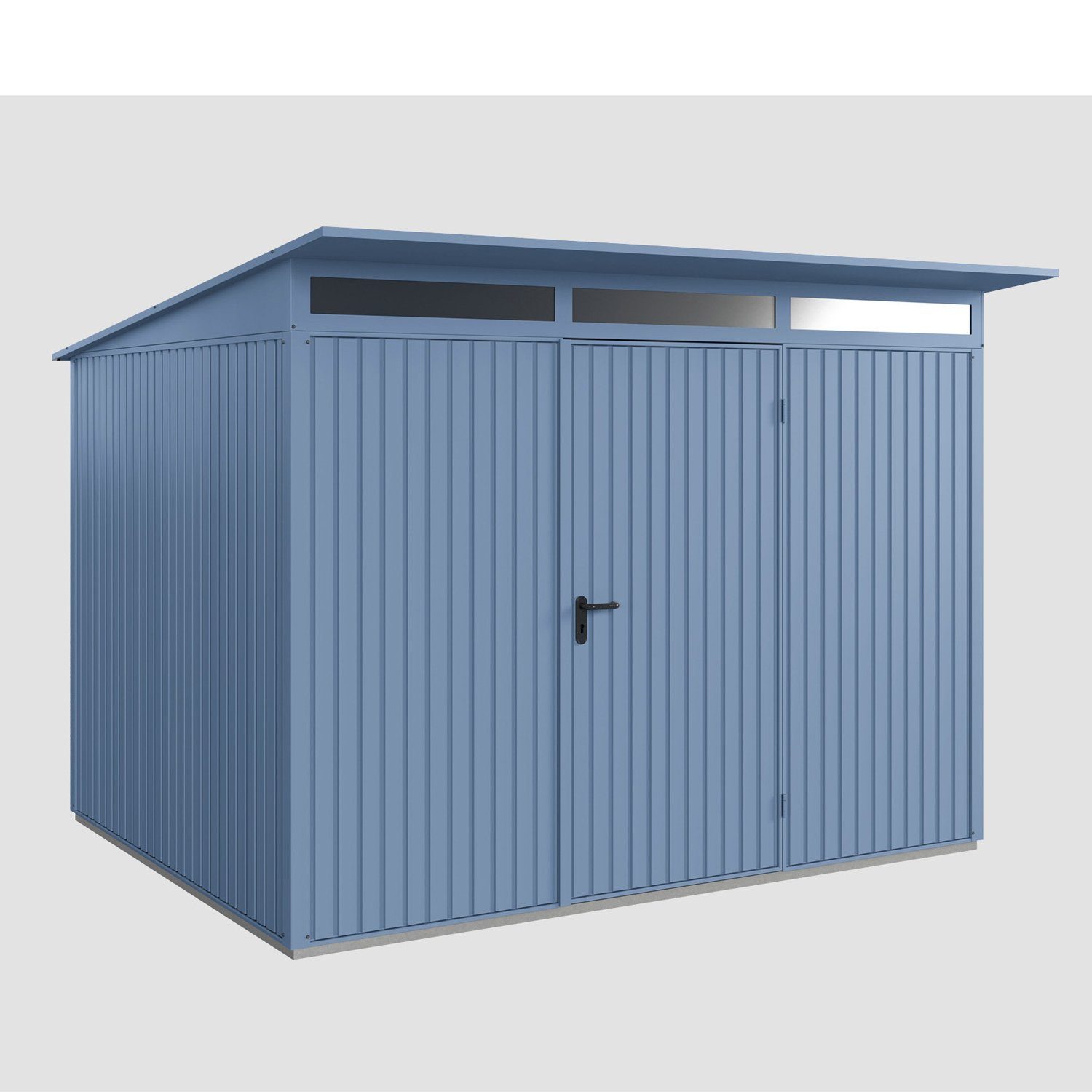 Hörmann Ecostar Gerätehaus Metall-Gerätehaus Trend mit Pultdach Typ 3, 1-flüglige Tür, witterungsbeständig, ohne scharfe Kanten