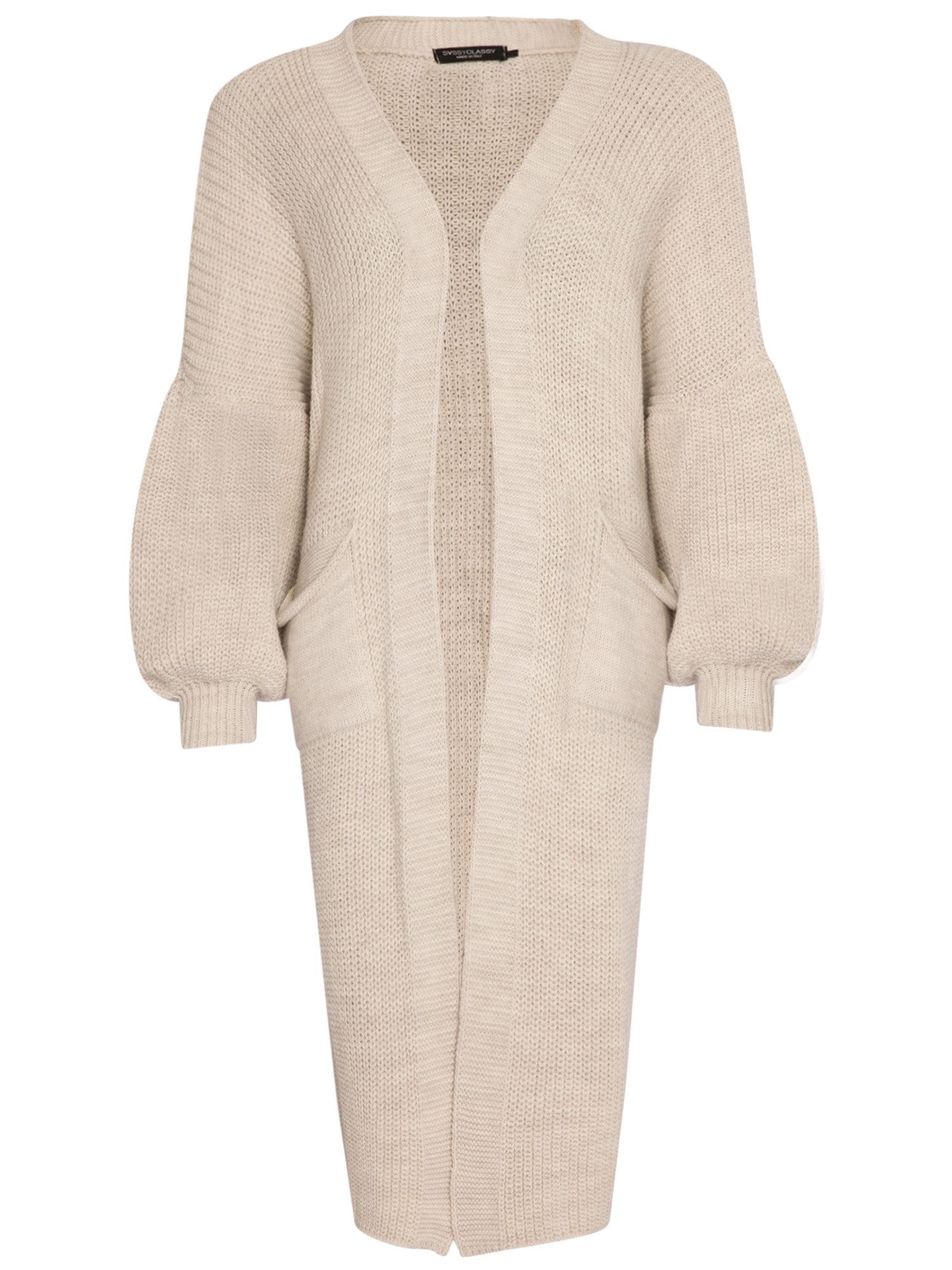 SASSYCLASSY Longstrickjacke Oversize Strickjacke Damen lang Elegant Winter Lässiger Maxi Cardigan aus weichem Grobstrick mit Ballonärmeln