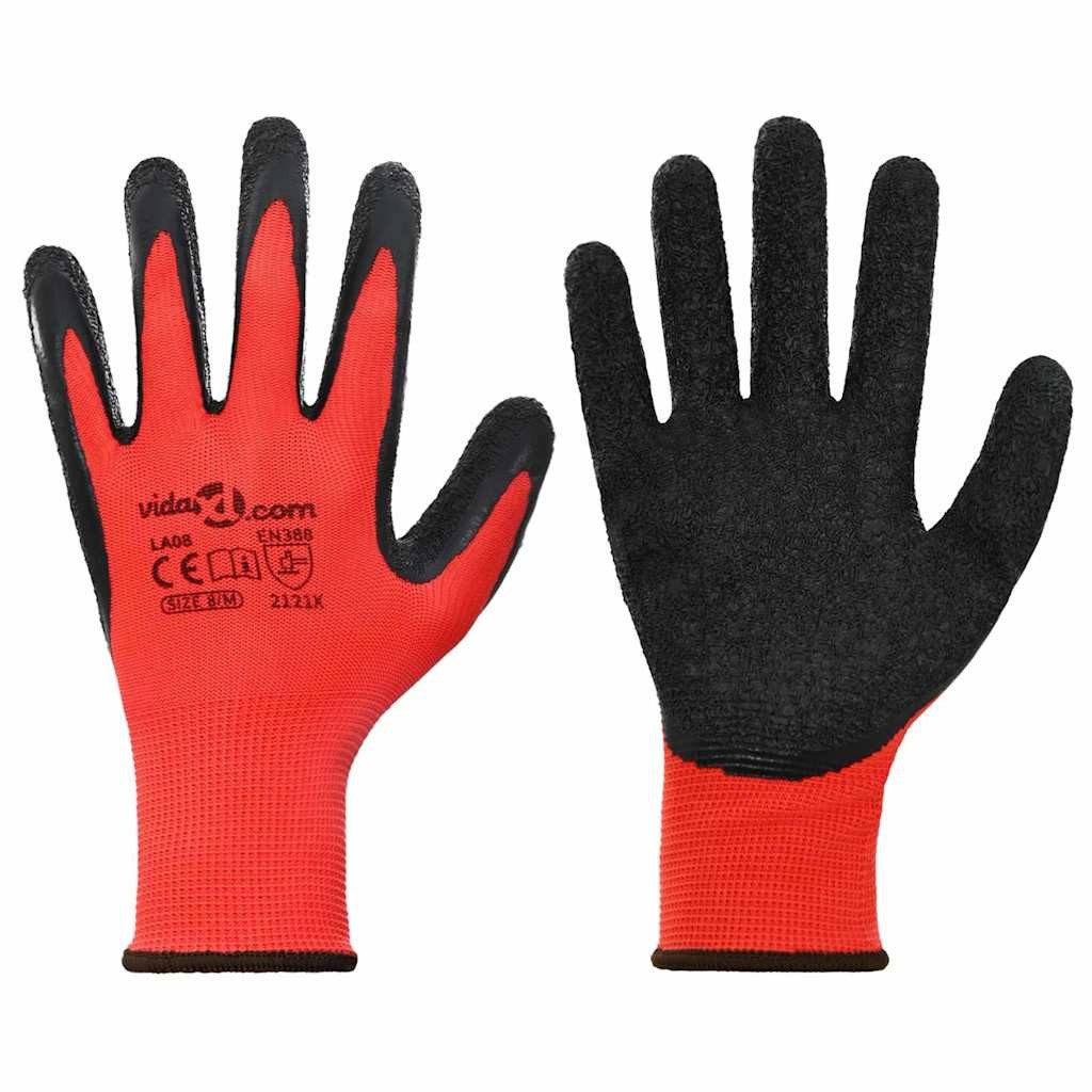 Arbeitshandschuh-Set Arbeitshandschuhe 12 pcs Rot und Schwarz 8 / m Latexbeschichtung