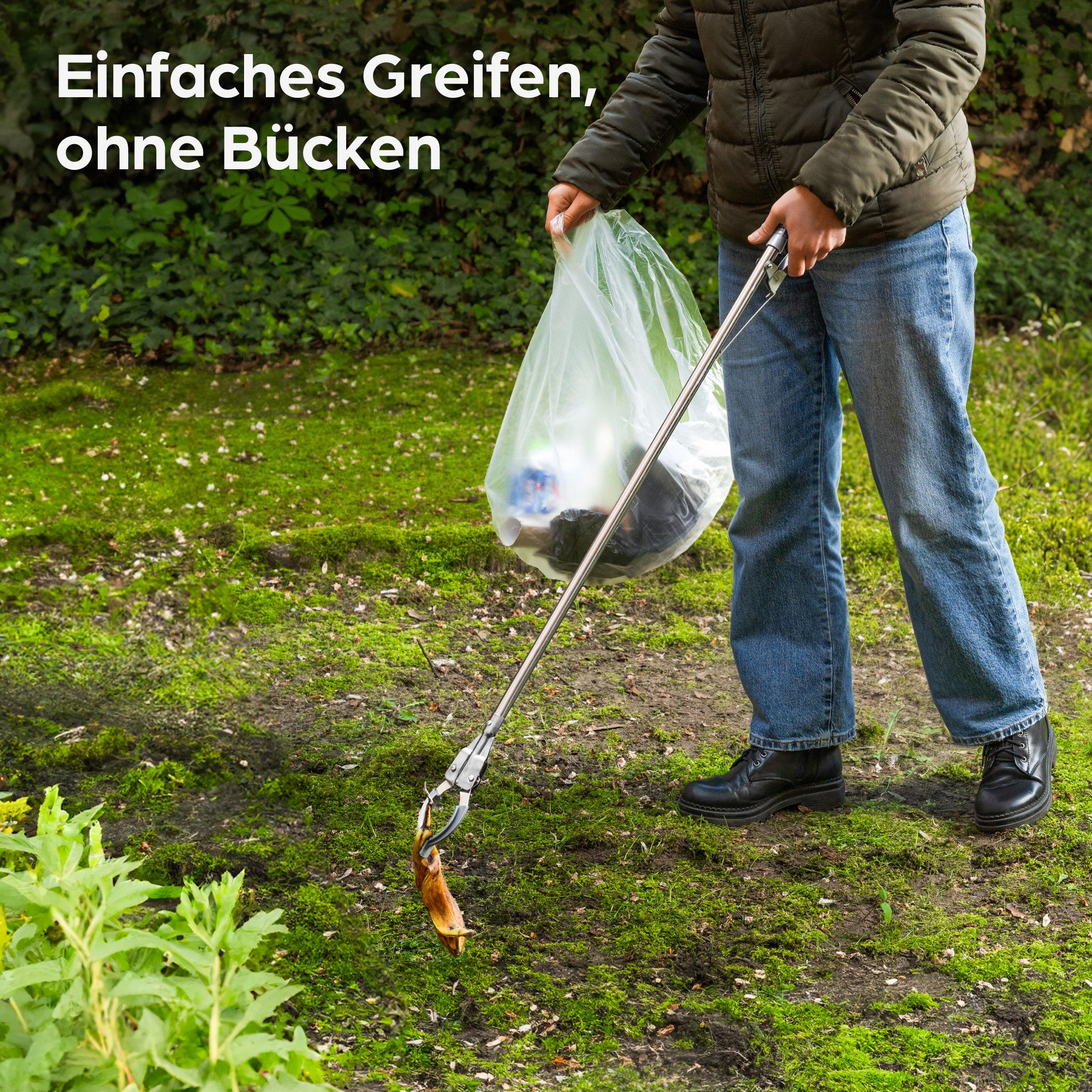 Praknu Greifzange Greifzange aus Metall - Robuster Greifer für Müll - 95cm lang, Kein Set 1-tlg., Ergonomischer Griff – kein Bücken nötig – leicht & stabil