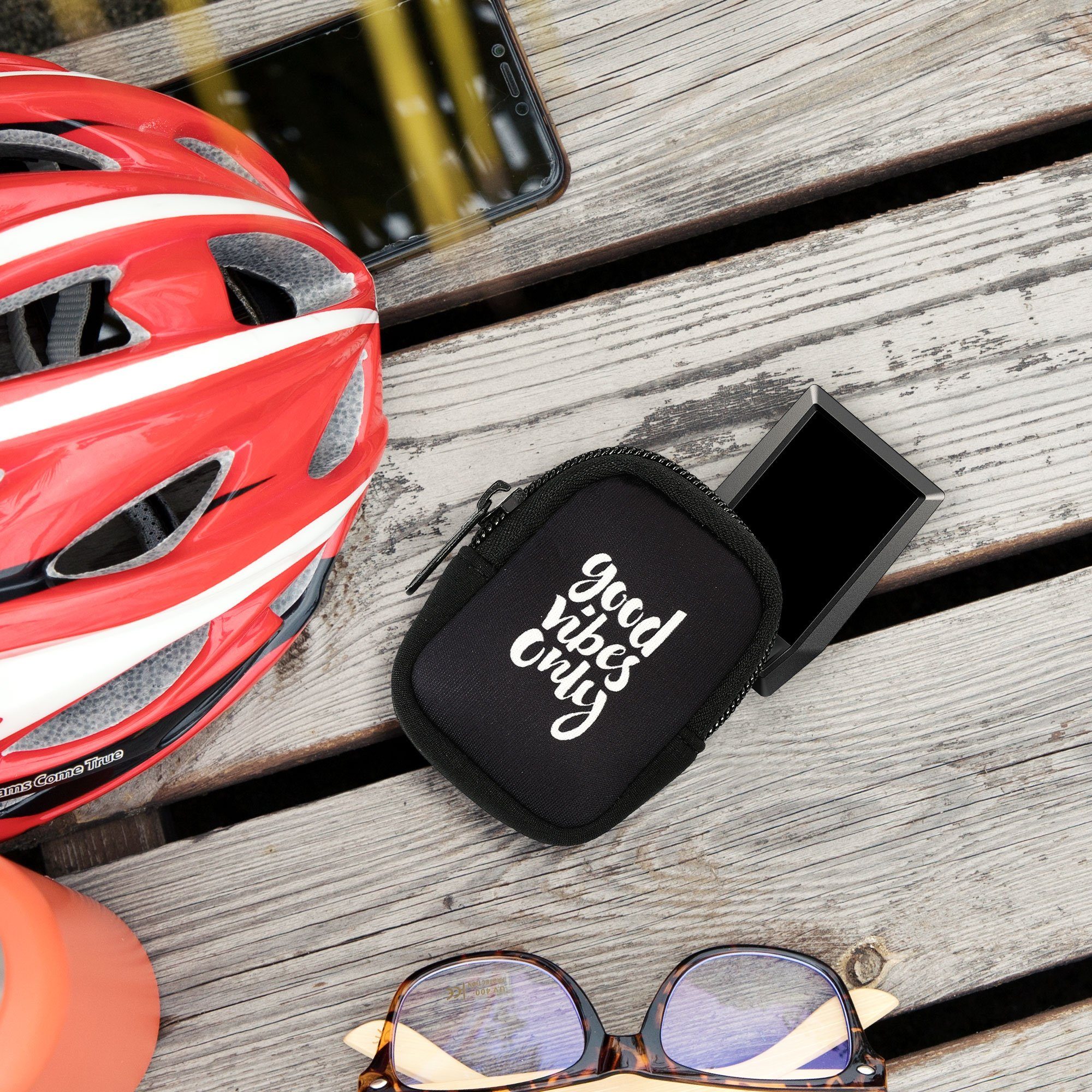 kwmobile Backcover Tasche fur Bosch Kiox Kiox 300 Bike GPS Hulle Good Vibes Only Design WeiB Schwarz