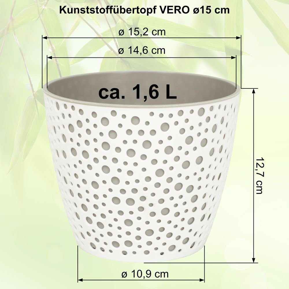 Heimwerkercenter Übertopf MePla - 2 Stück Übertopf VERO -ø15cm - weiss/rot