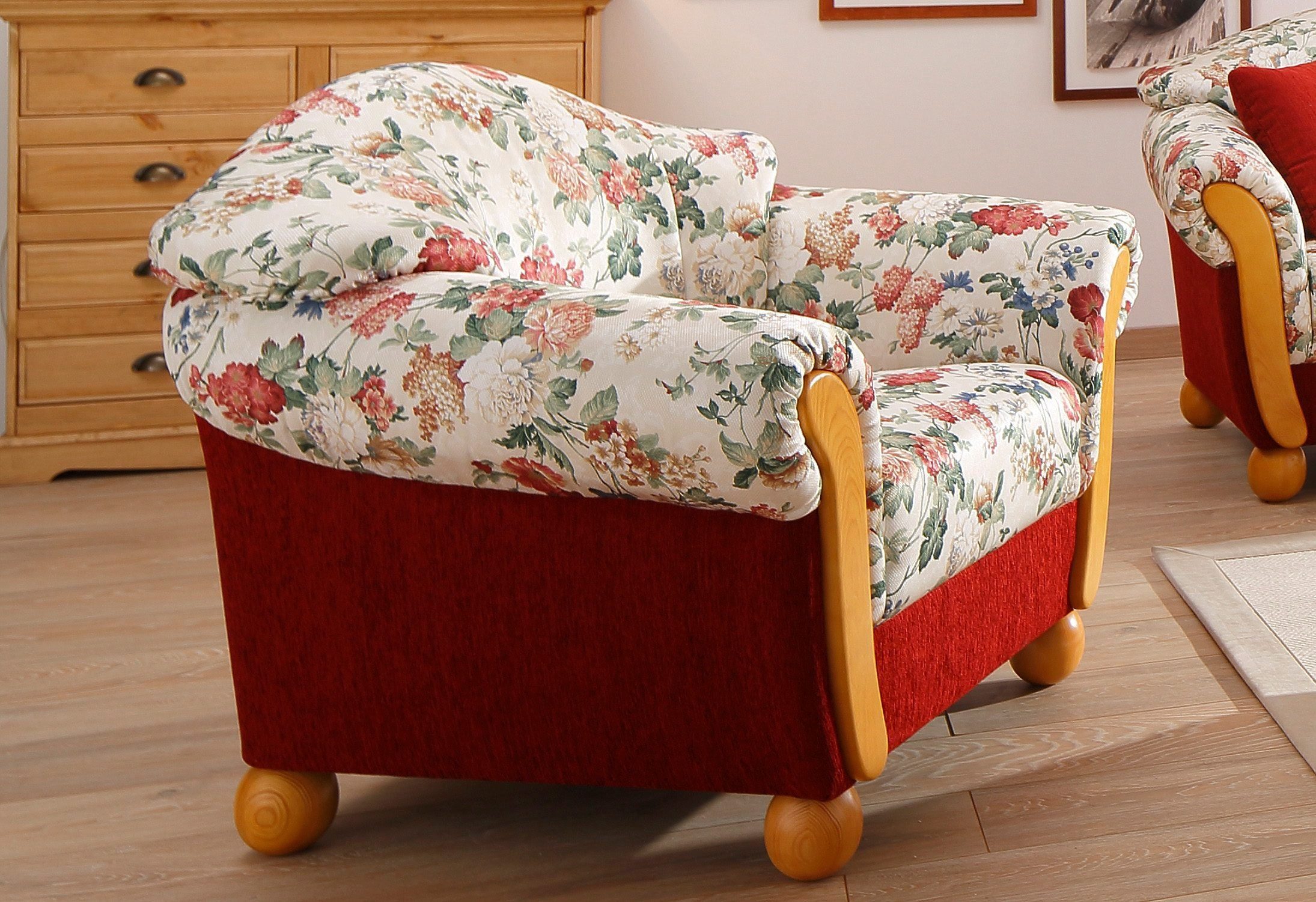 Home affaire Sessel Milano, bequemer Loungesessel, Landhaus-Stil, Holz-Chat günstig online kaufen