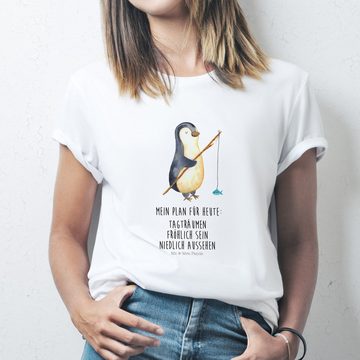 Mr. & Mrs. Panda T-Shirt Pinguin Angler - Weiß - Geschenk, Junggesellenabschied, Shirt, Neusta (1-tlg)