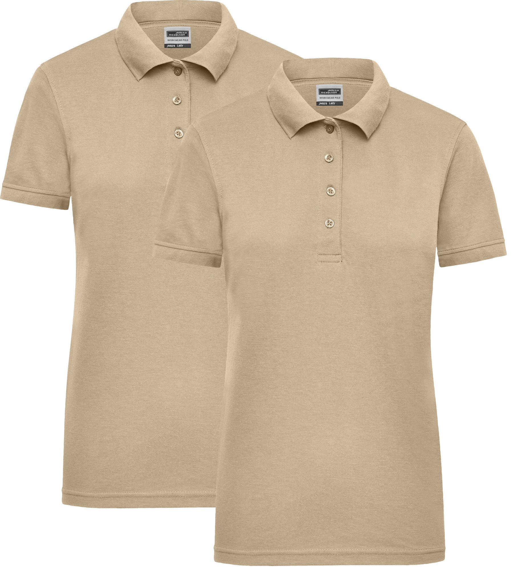 James & Nicholson Poloshirt Doppelpack Damen Poloshirt mit leichter Taillierung (Doppelpack, 2er-Pack) ist waschbar und trocknerstabil.