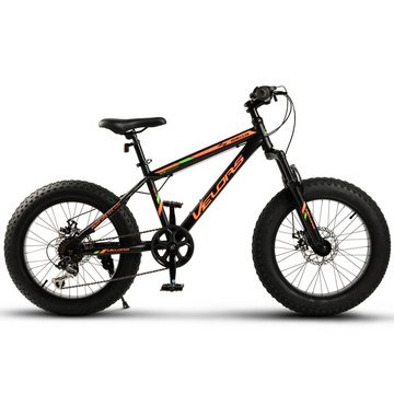 Velors Fatbike 20 Zoll Kinderfahrrad Jugendfahrrad MTB, 21 Gang Shimano Tourney Schaltwerk, Kettenschaltung, 130 - 165cm Hardtail Fahrrad mit mechanische Scheibenbremse