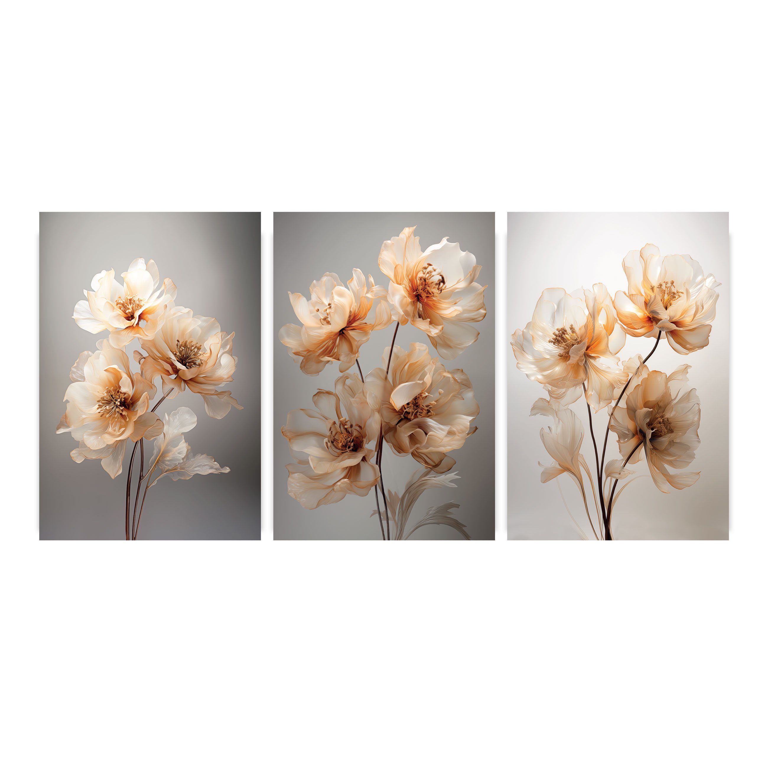 Wallarena Poster Natur - Mehrfarbig - Modern - Vlies - Wohnzimmer, Blumen (3 St)