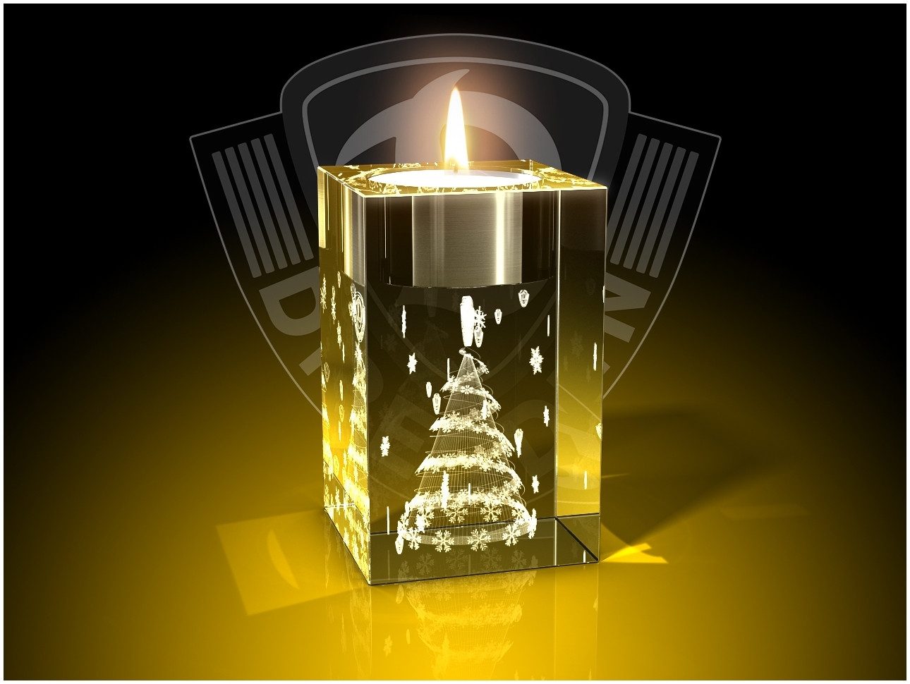 GLASFOTO.COM Teelichthalter Dynamo Dresden, 3D-Motive mit Logo, Kristallglas, Weihnachten/Ostern
