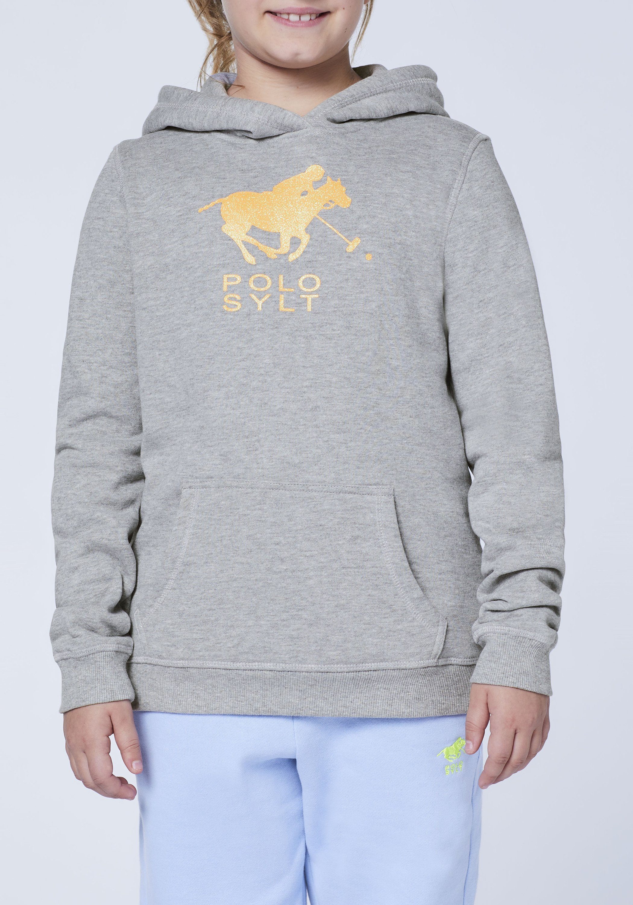 Polo Sylt Sweatshirt mit Label-Motiv Neutr. Gray glitzerndem