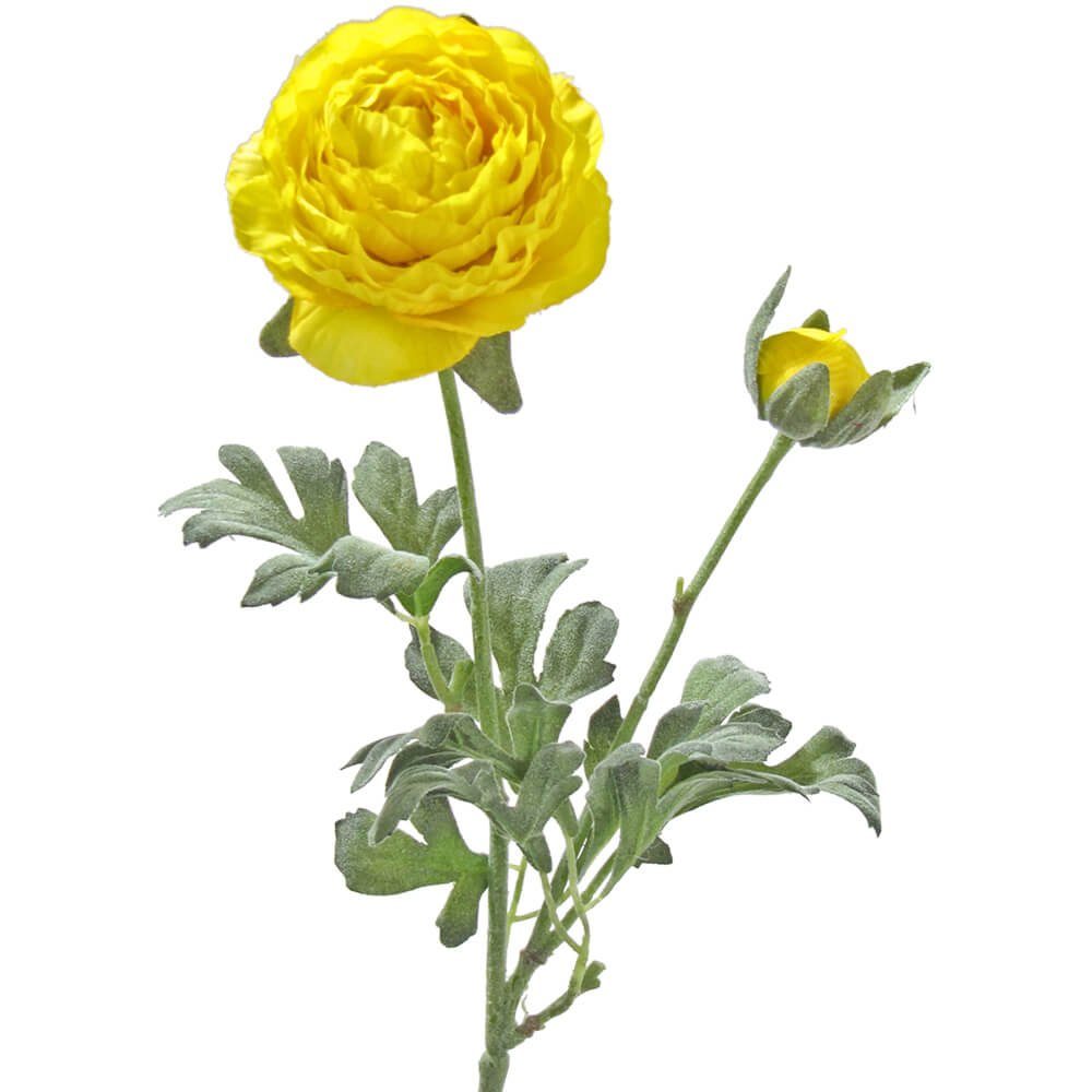 Kunstblume Ranunkeln Blüten & Knospen 1 Stk ca 40 cm gelb Ranunkeln,  matches21 HOME & HOBBY, Höhe 40 cm, Indoor
