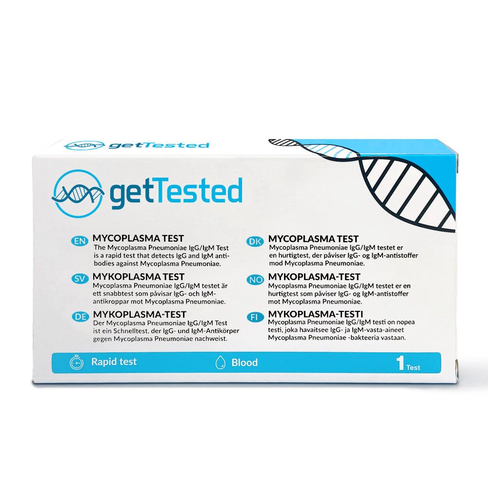 GetTested International AB Unverträglichkeitstest Mykoplasma-Test, 2 Messparameter, Testkit, 1-tlg., Mykoplasma IgG/IgM Bluttest, Mykoplasma IgG/IgM Bluttest