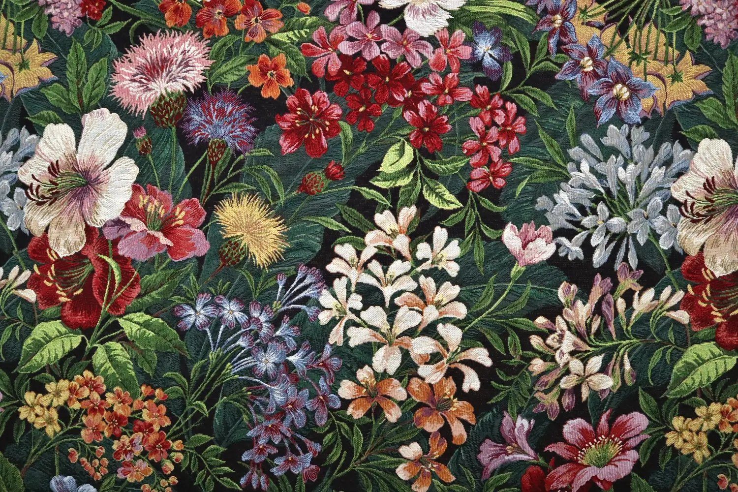 Stofferia Stoff Polsterstoff Gobelin Grand Floral Bouquet Grün, Meterware