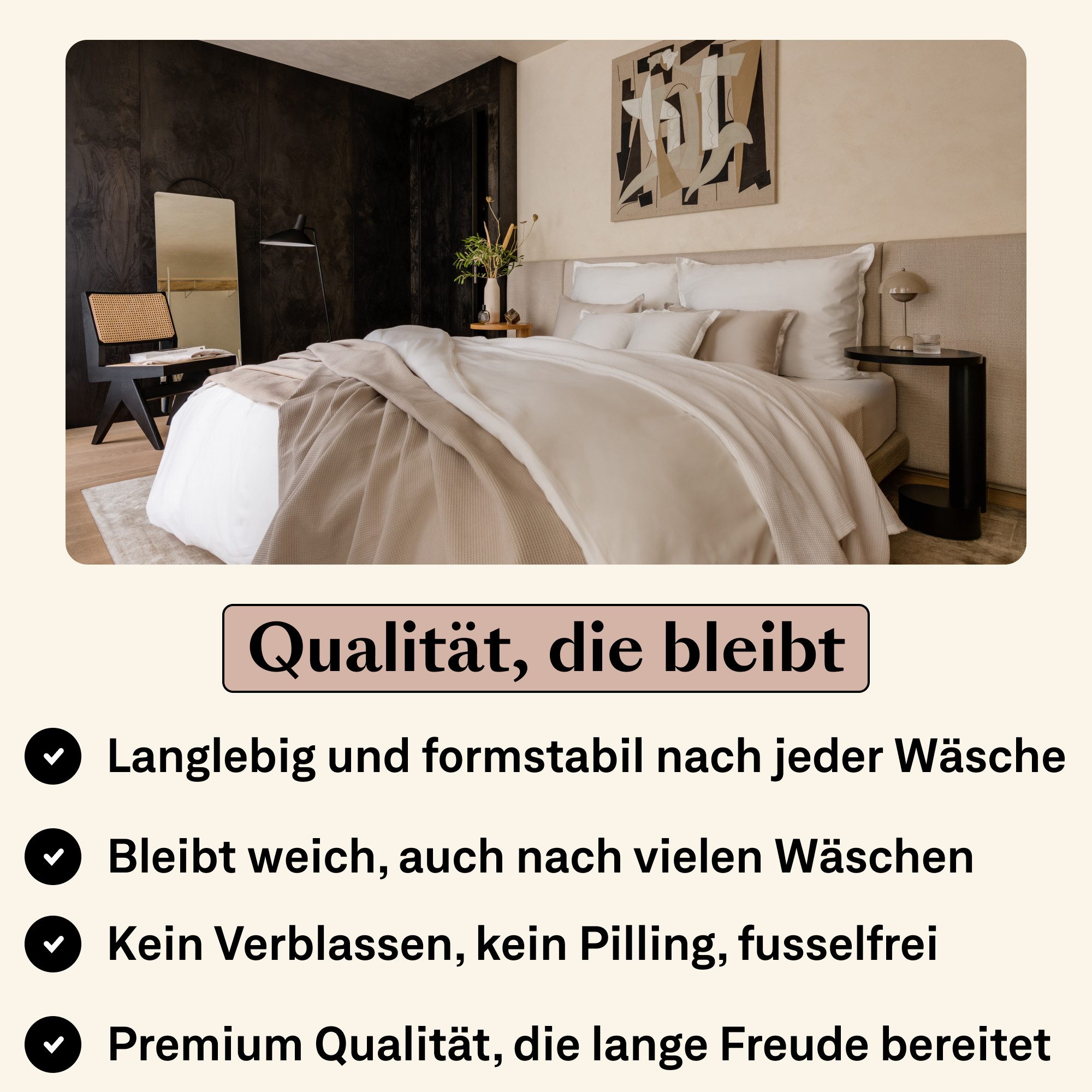 Amqua Bettwäsche Luxus Mako Satin, 100% ägyptische Baumwolle Premium Bettwäsche-Set, Oeko-Tex zertifiziert, weich & atmungsaktiv, mit Reißverschluss – Bild 4 von 5