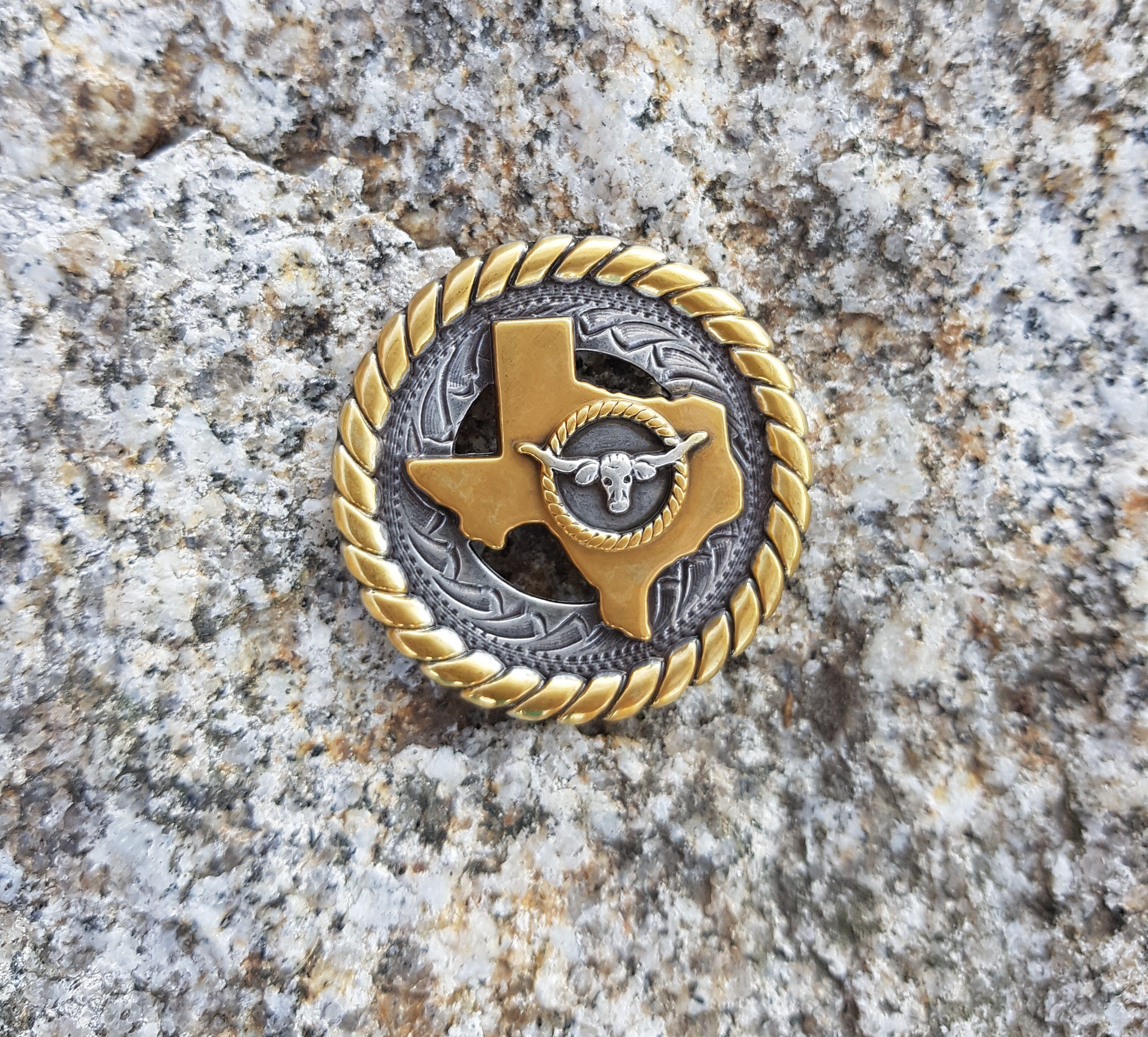 Tini - Shirts Niete Western Concho Texas Longhorn, Texas Motiv Concho zum Schrauben