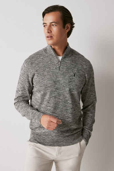 Next Troyer Melierter Pullover mit Reißverschluss am Hals (1-tlg)