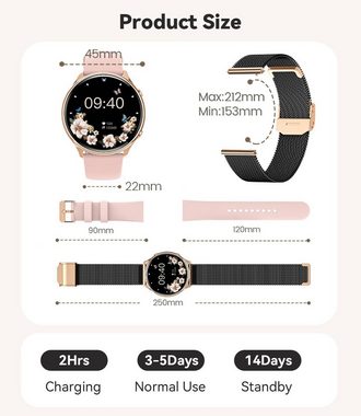 Fitonme Telefonfunktion Frauen's Smartwatch (1,39 Zoll), Mit herausragenden Funktionen, bestem Design & eleganter Optik SPO2