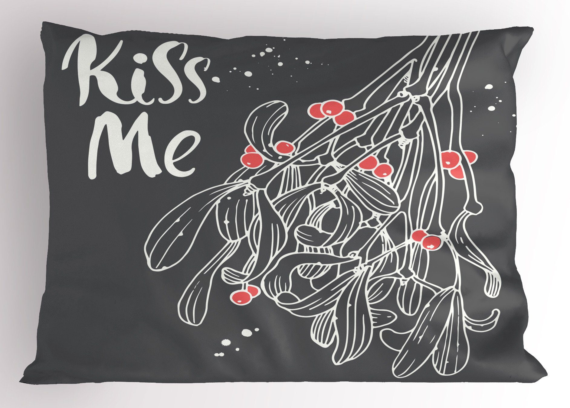 Kissenbezüge Dekorativer Standard King Size Gedruckter Kissenbezug, Abakuhaus (1 Stück), Küss mich Mistletoe Sketch Noel