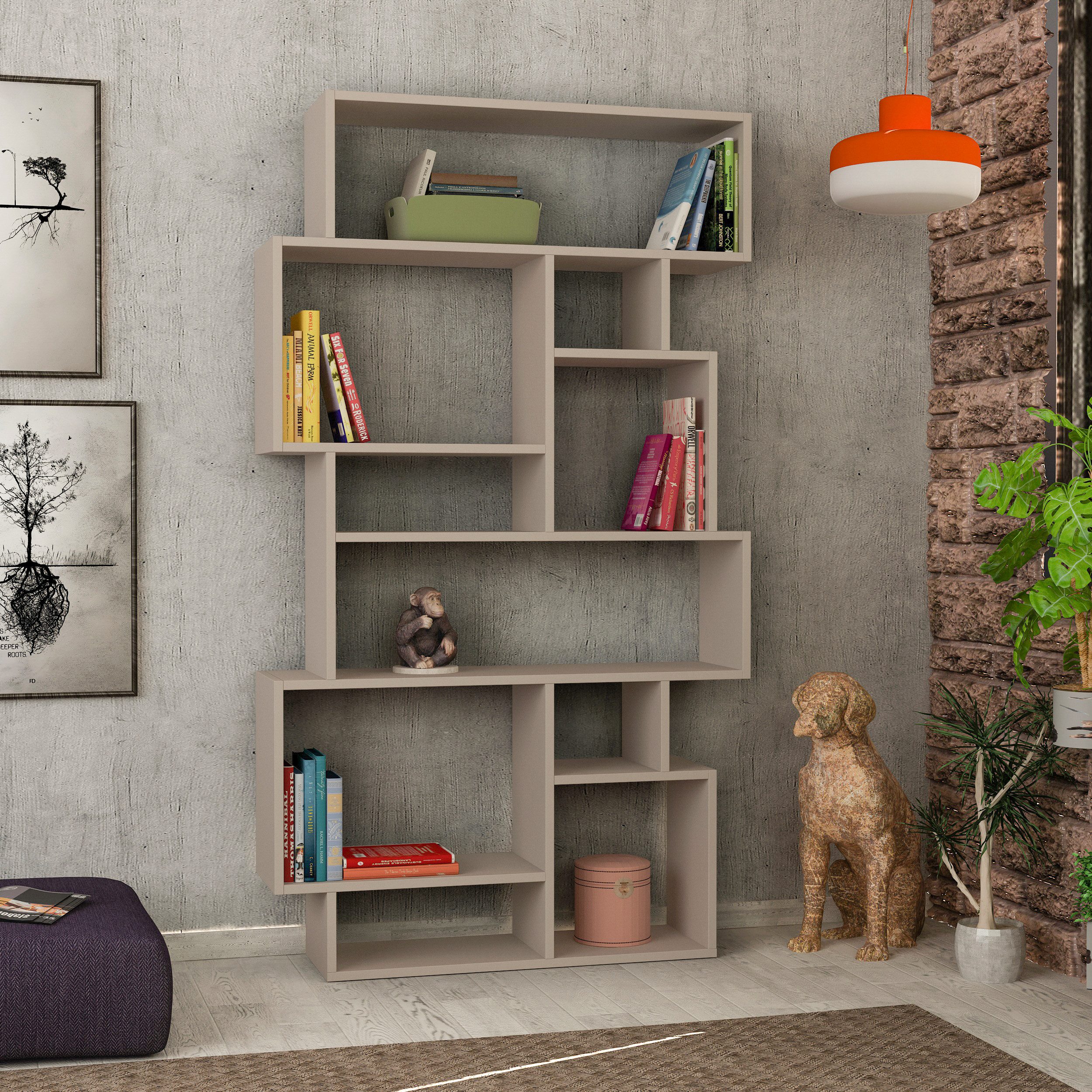 Decortie Bücherregal Karmato, Modernes Bücherregal Display Unit, 96 x 25,5 x 168,5 cm