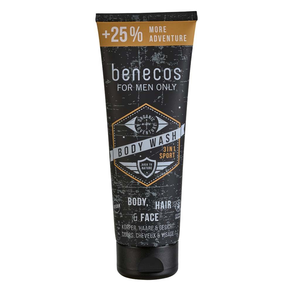 Benecos Duschgel for men only - Body Wash 3in1 Sport 200ml + 25% mehr Inhalt