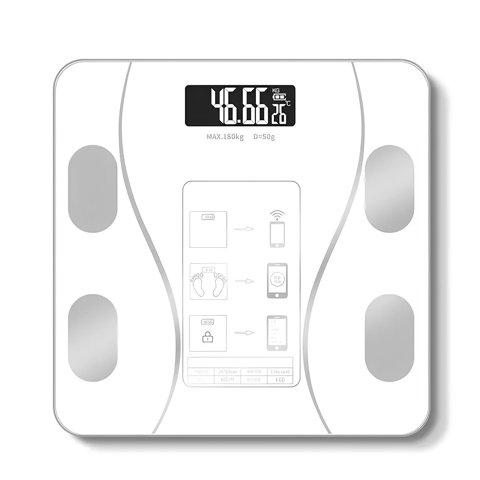 Athlix Personenwaage Körper-Analyse-Waage Körperwaage Körperfettwaage Gewichtswaage, Bluetooth App, Körperfett, BMI, BMR, Muskelmasse, App-Funktion