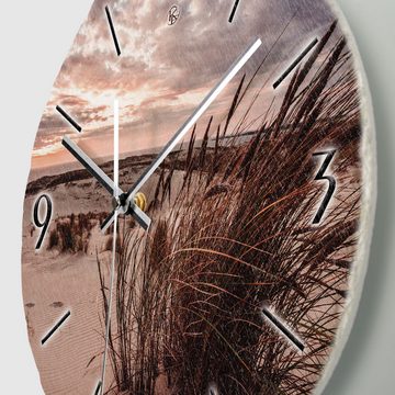 Kreative Feder Wanduhr Wanduhr „Sandstrand“ aus Stein (Keramik) in Schiefer-Optik (ohne Ticken; Funk- oder Quarzuhrwerk; ⌀ 30cm; außergewöhnlich)