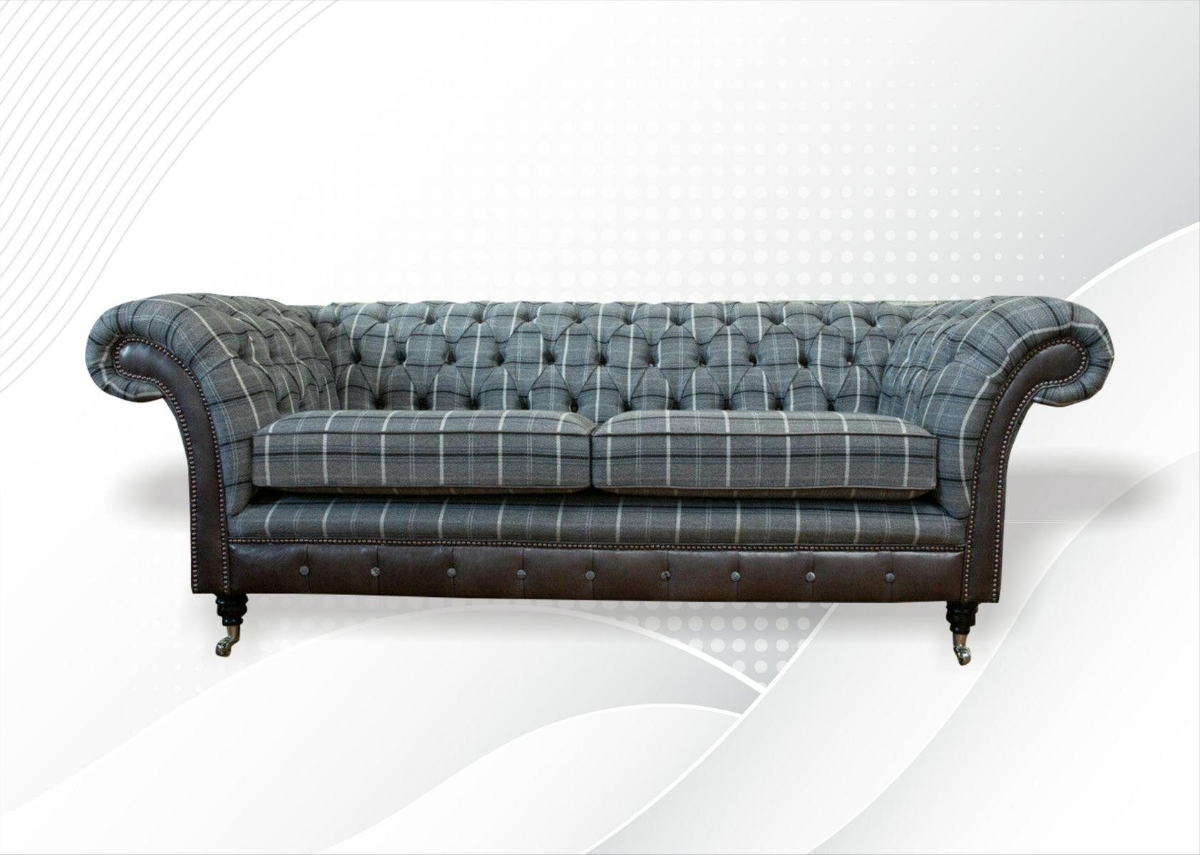 JVmoebel Chesterfield-Sofa, Design Couch 3 cm Chesterfield 225 Sofa Sitzer