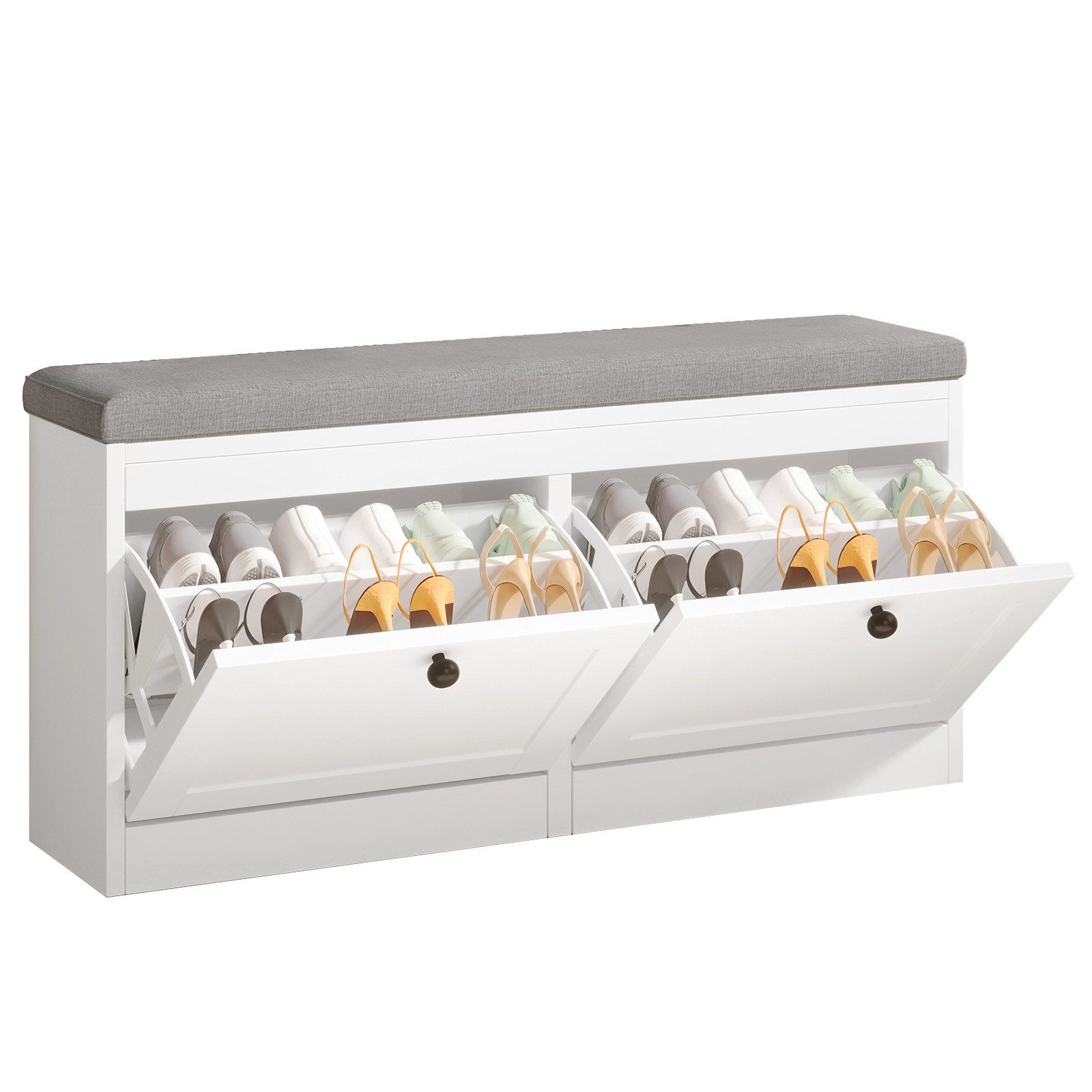 VOWNER Schuhschrank mit 2 Klappen, Sitzbank mit Sitzkissen 106 × 32 × 52 cm günstig online kaufen