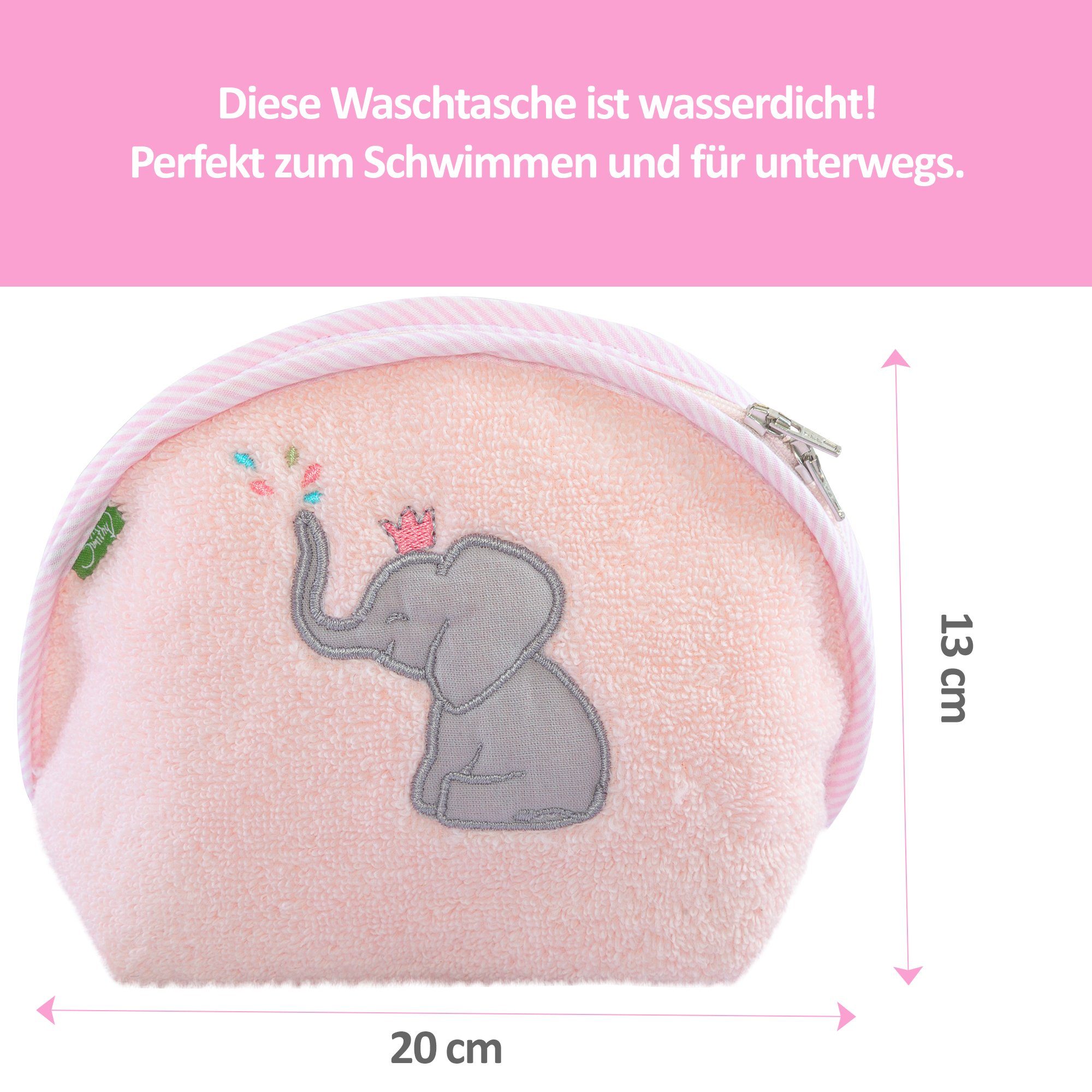 (1-tlg) Smithy rosa Waschtasche Kulturbeutel Elefant,