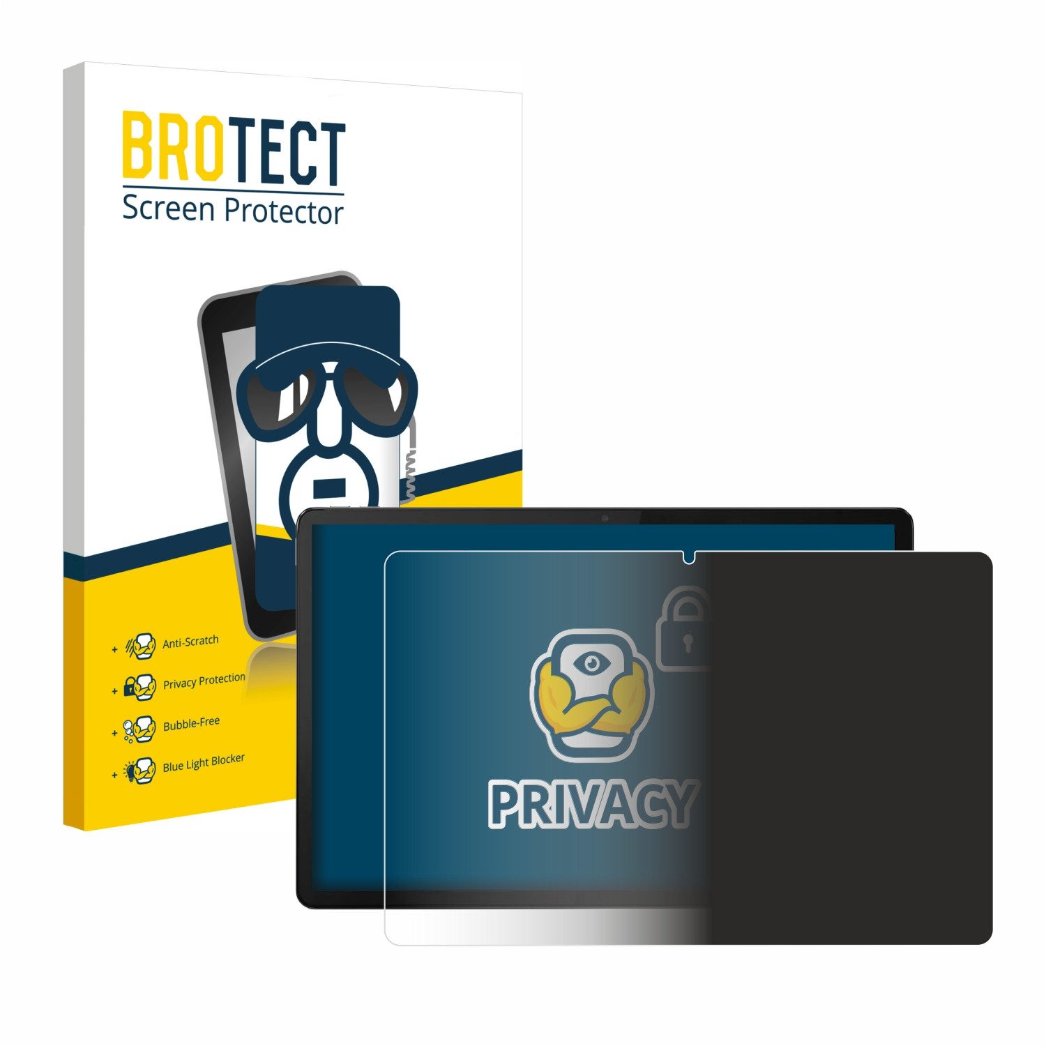 BROTECT Displayschutzfolie Sichtschutzfolie für Lenovo Tab P12 2023, Anti-Spy Privacy Sichtschutz Blickschutzfolie Blaulicht-Schutz