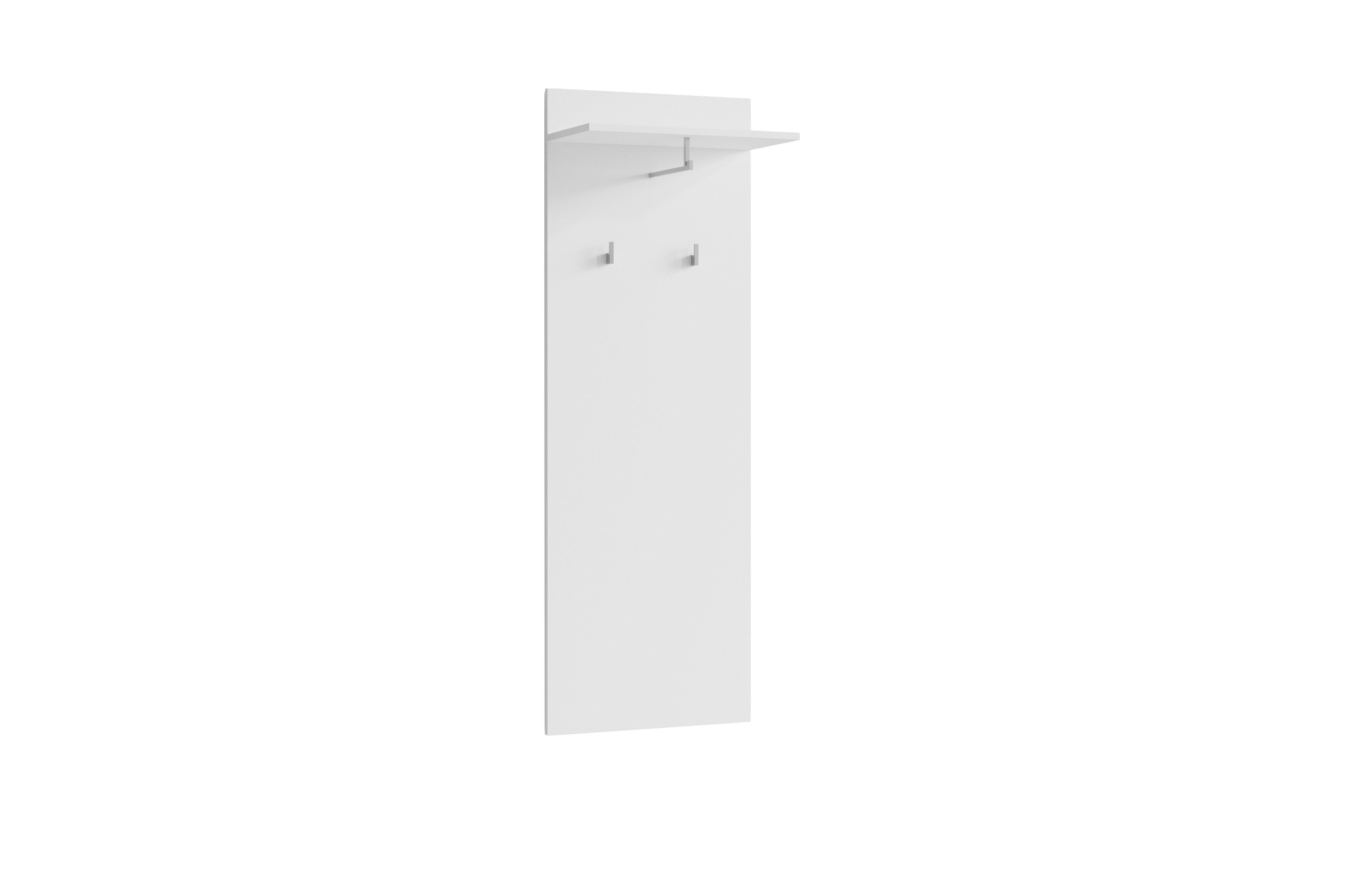 freiraum Garderobenpaneel JAKOB, mit Ablage und 2 Haken, in Weiß 48 x 140 x 28 cm (BxHxT)