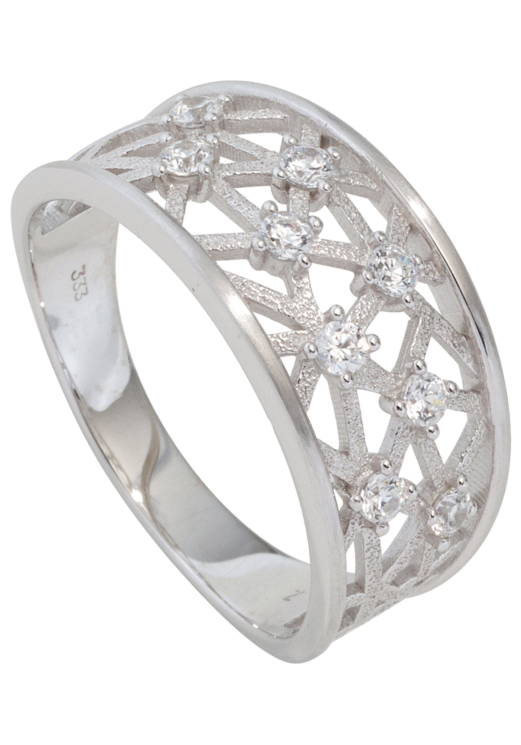 JOBO Goldring, breit 333 Weißgold mit Zirkonia günstig online kaufen