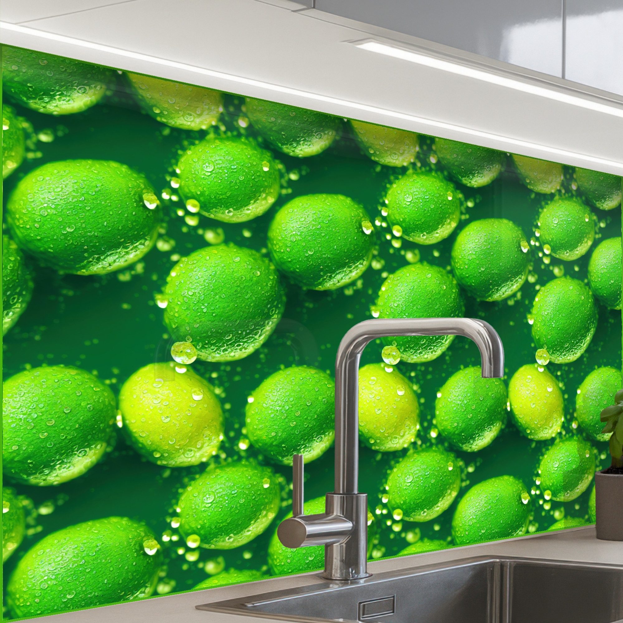 KitchenYeah Küchenrückwand Muster selbstklebend (keine Folie) Limette - Grün - Wasser, (1-tlg), Spritzschutz, Küche, Rückwand, Küchenwand, Küchenfront, 30x20 cm