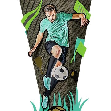 Roth Schultüte Bastelset Fußball-Star, 68 cm, eckig, mit Kreppverschluss, Zuckertüte zum Basteln, Grün