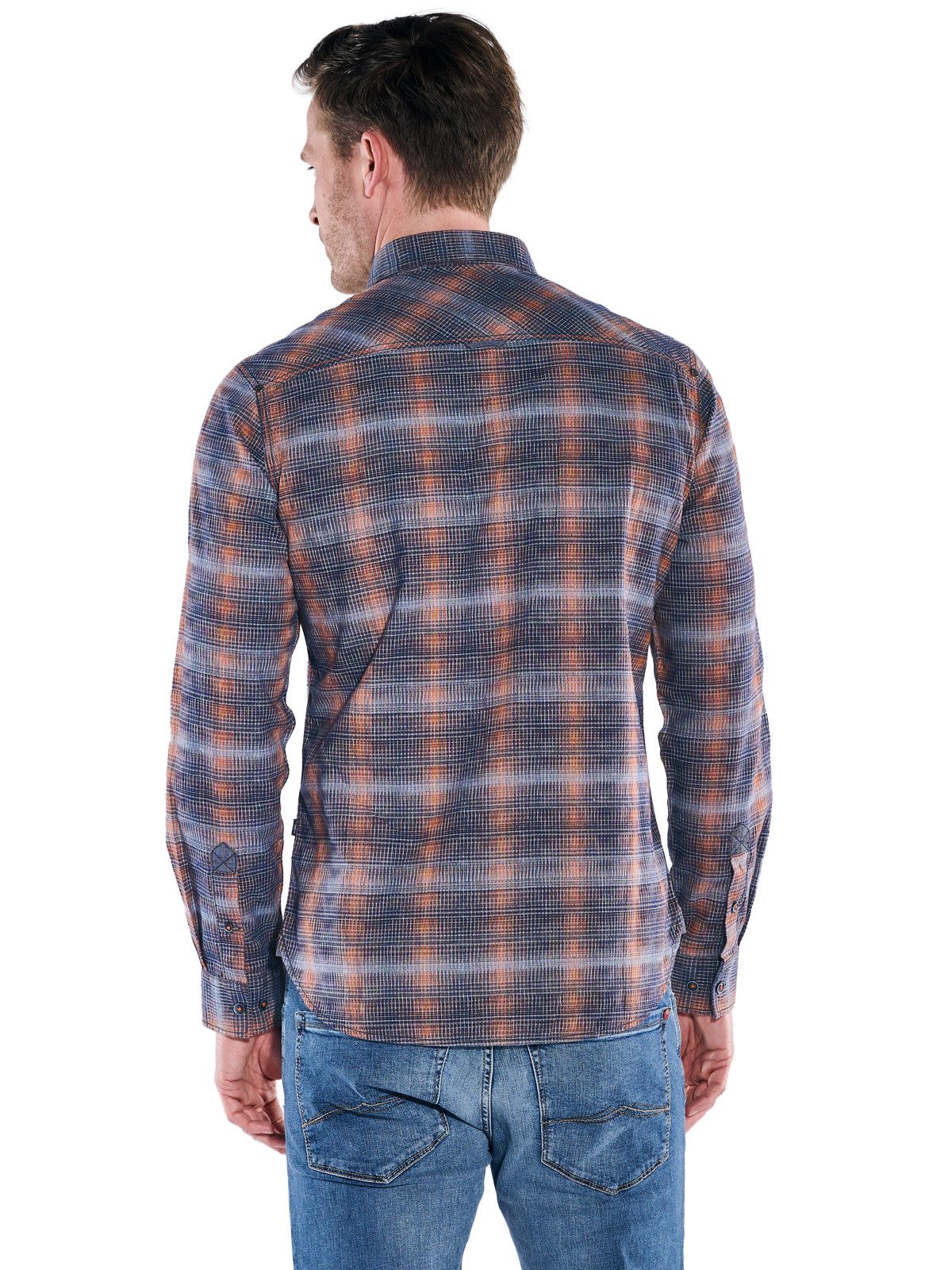 Engbers Langarmhemd Herren Karohemd, Dunkelorange