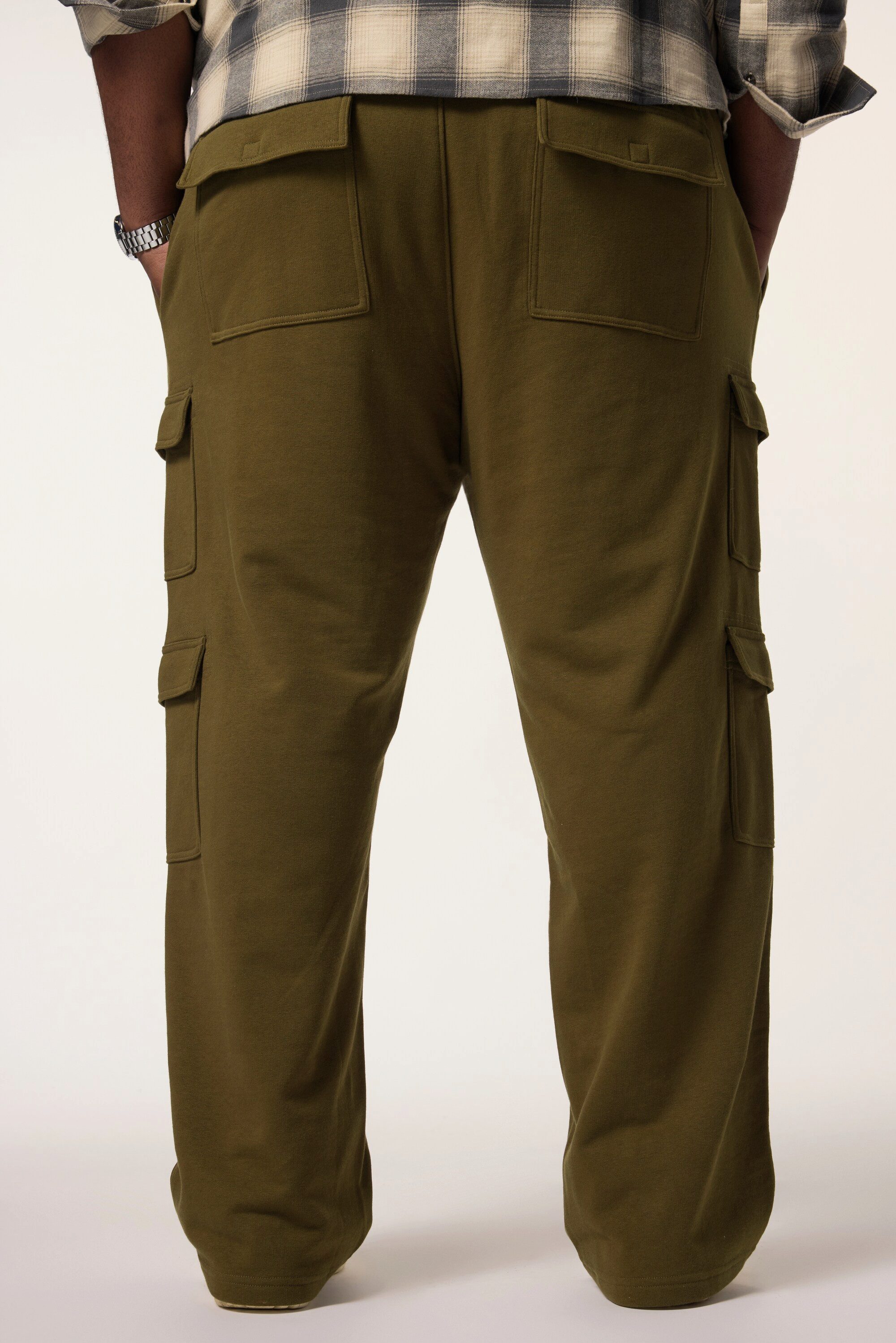 STHUGE Sweathose Sweat-Cargohose Baggy Fit Elastikbund Cargotaschen