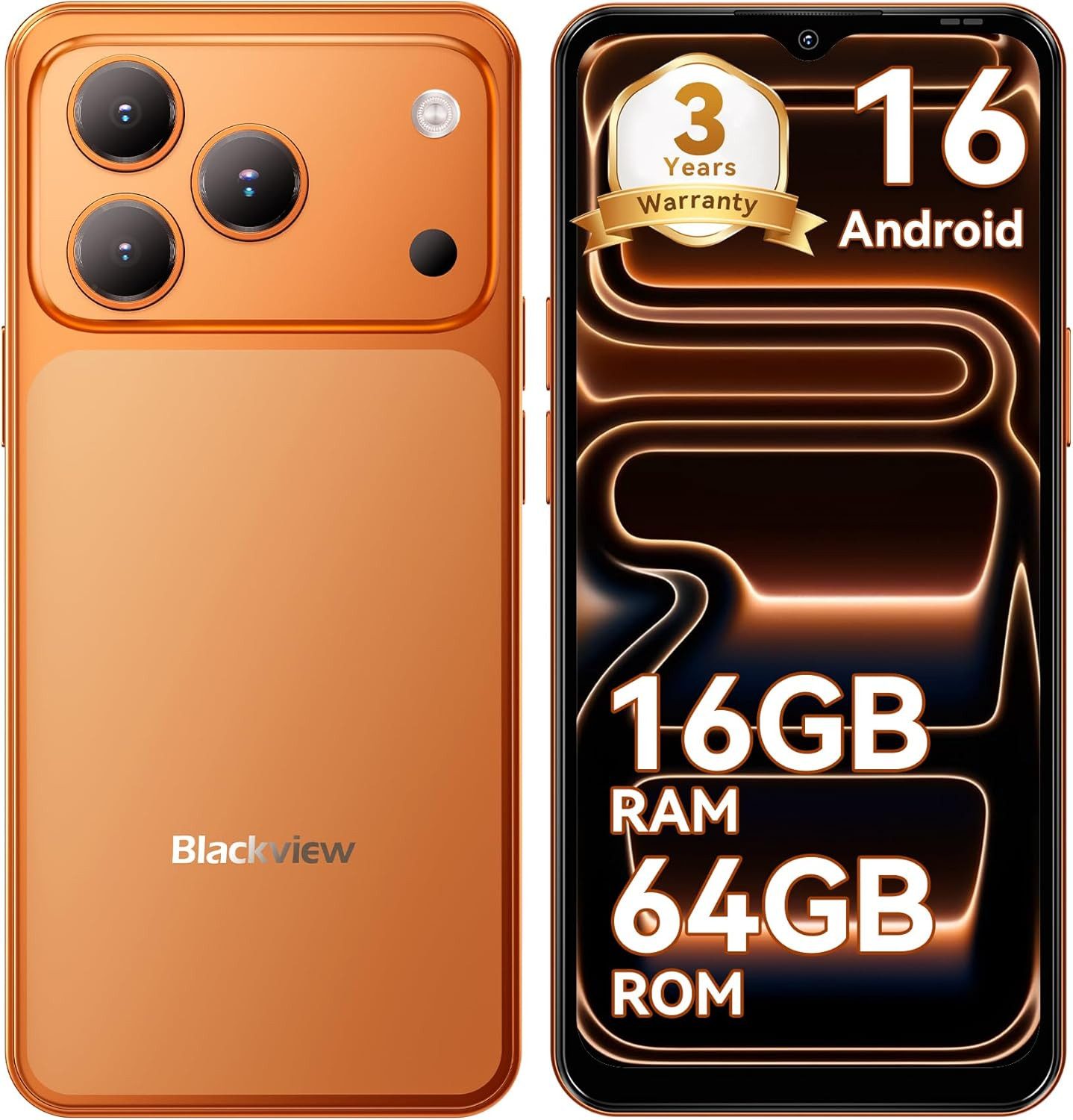 blackview WAVE 7C Android16 16+64GB/128GB 5000mAh Android handy Smartphone (6.56 Zoll, 64 GB Speicherplatz, 32 MP Kamera, 4G Dual SIM/Face ID/IP54/GPS/3 Jahre Garantie)