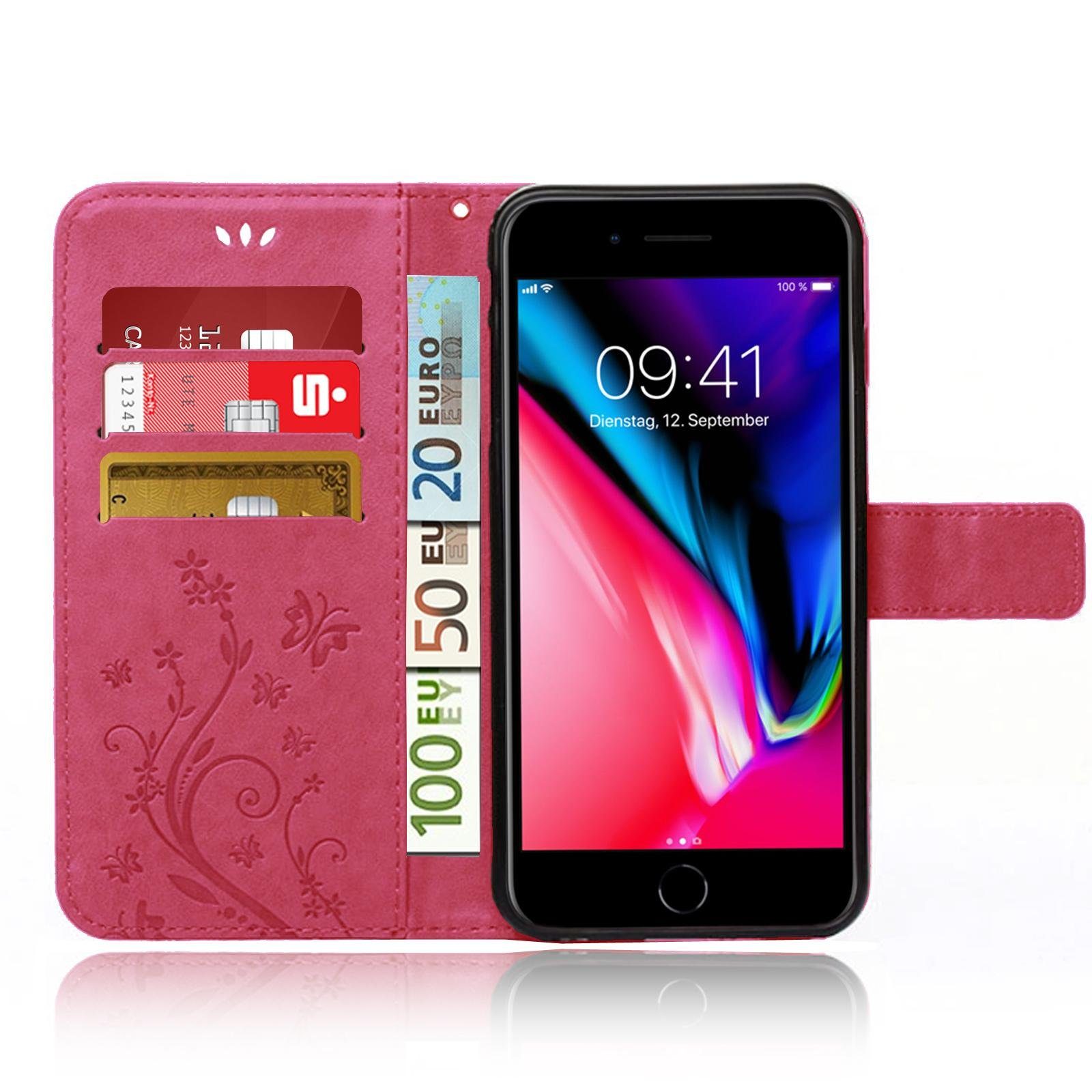 Numerva Handyhülle Bookstyle Flower für Apple iPhone 8, Handy Tasche Schutzhülle Klapphülle Flip Cover mit Blumenmuster