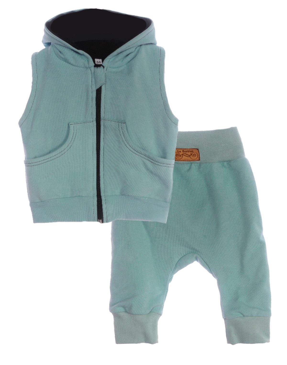 La Bortini Sweatweste Baby Anzug in Türkis Weste und Hose 2Tlg elastisch, weich, mit Reißverschluss 56