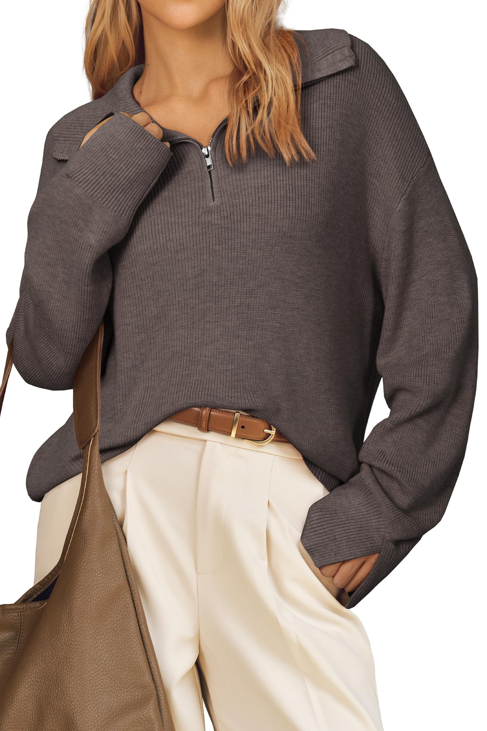 Arach&Cloz Strickpullover Pullover Damen Wolle Blend Langarm Elegant Halber günstig online kaufen