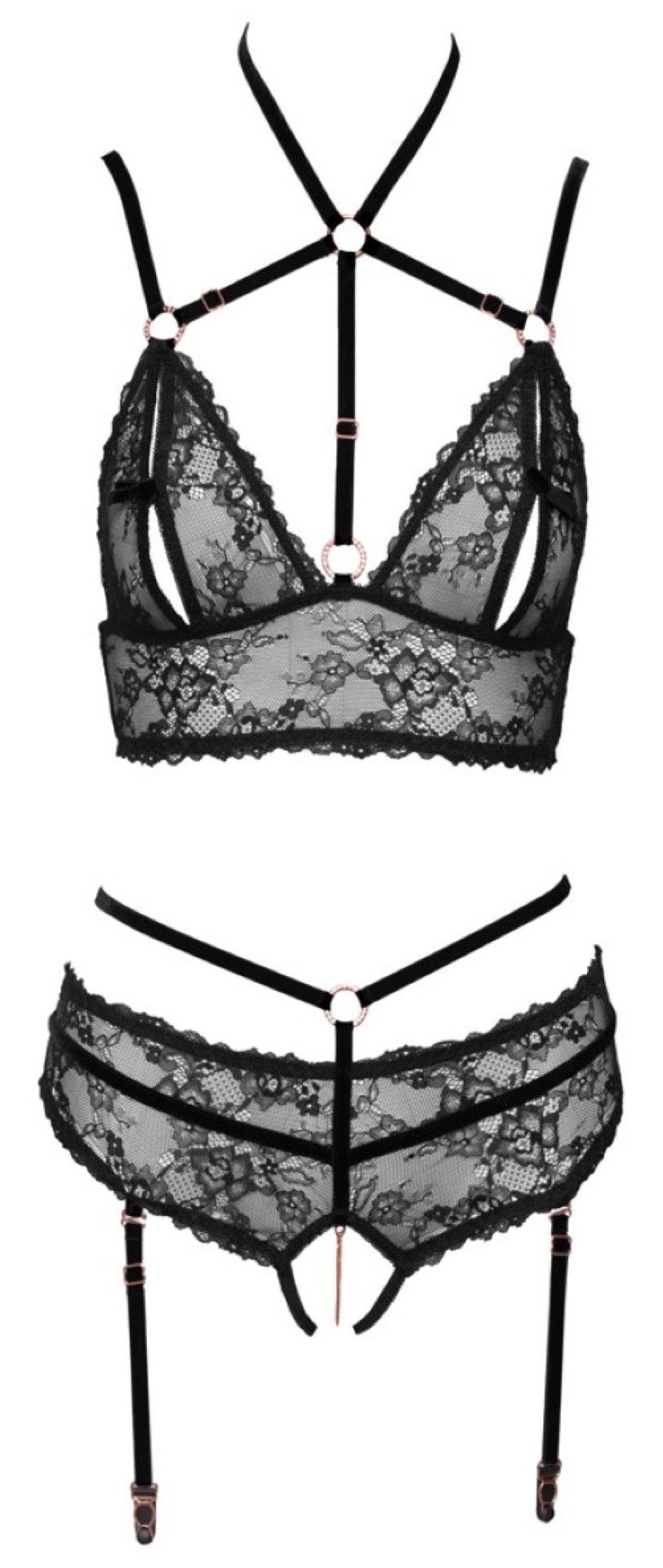 Abierta Fina Set: Ouvert-BH Abierta Fina - BH plus Straps - Slip - (L,M,S,XL)